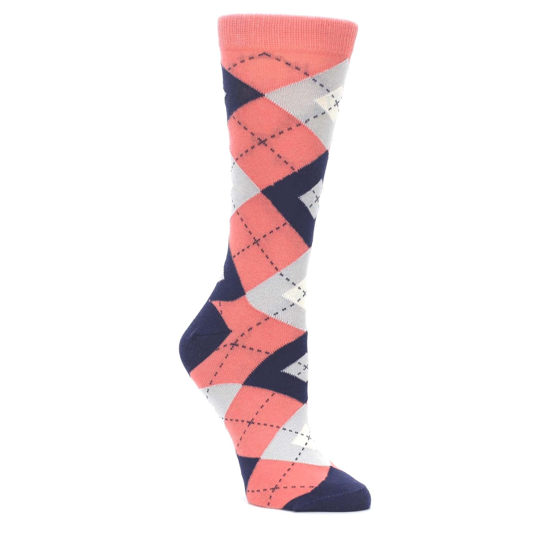 Coral Navy Argyle Women's Dress Socks – Wardrobecrush