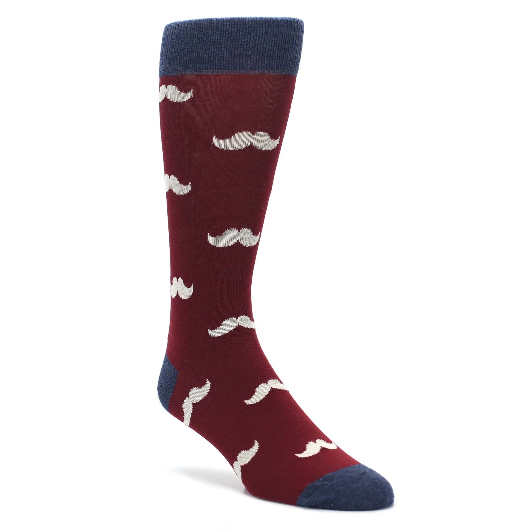 Burgundy Mustache Socks
