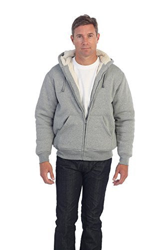 gioberti Mens Heavyweight Sherpa Lined Fleece Hoodie Jacket, Heather gray, Medium