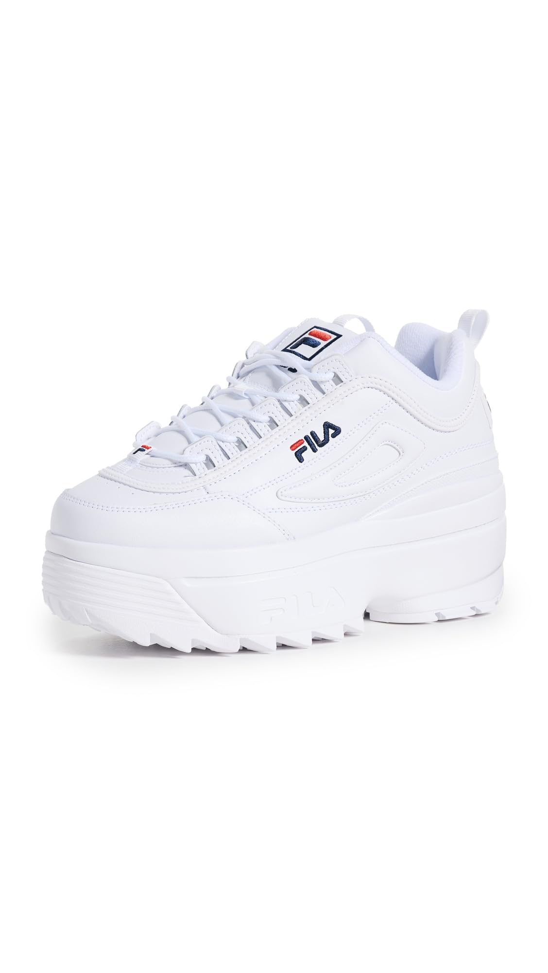 Fila Women's Low-Top Sneakers Shoes, White/Navy/Red, 9