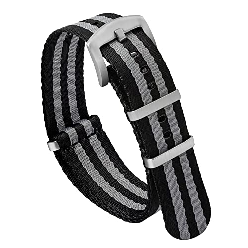 watchdives Nylon Watch Band 20mm 22mm Multicolor Replacement Watch Straps for Men Women (A17 Black Gray, 20mm)