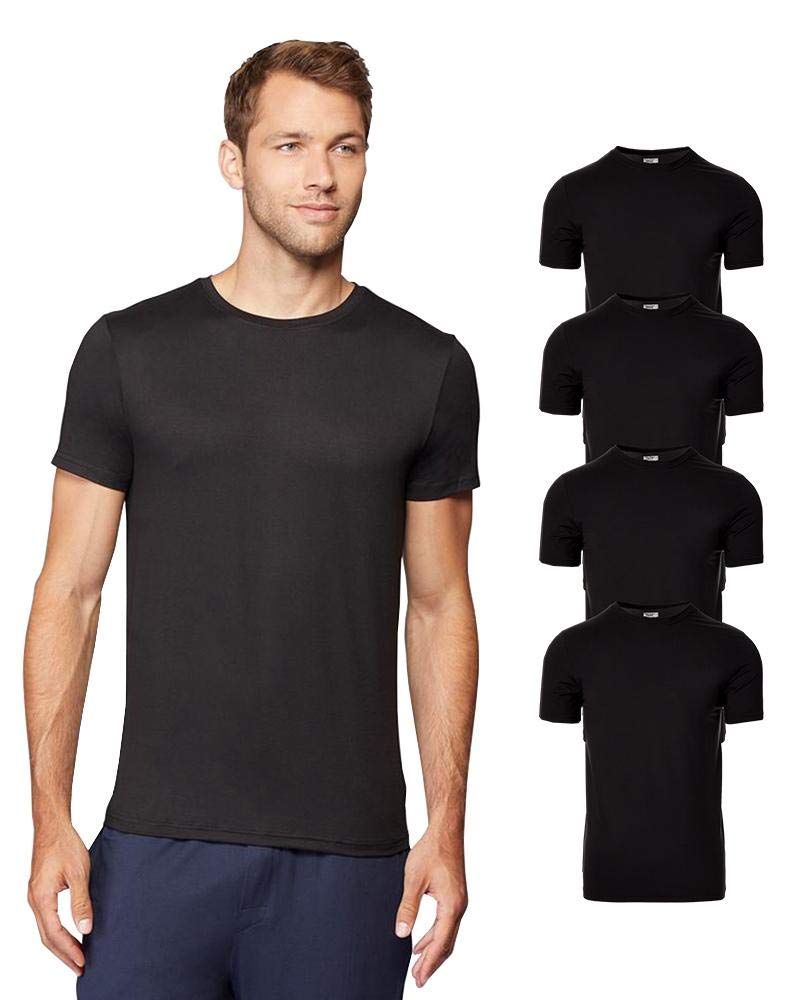 32 DEgREES Mens 4 Pack cool Quick Dry Active Basic crew T-Shirt, Black, Medium