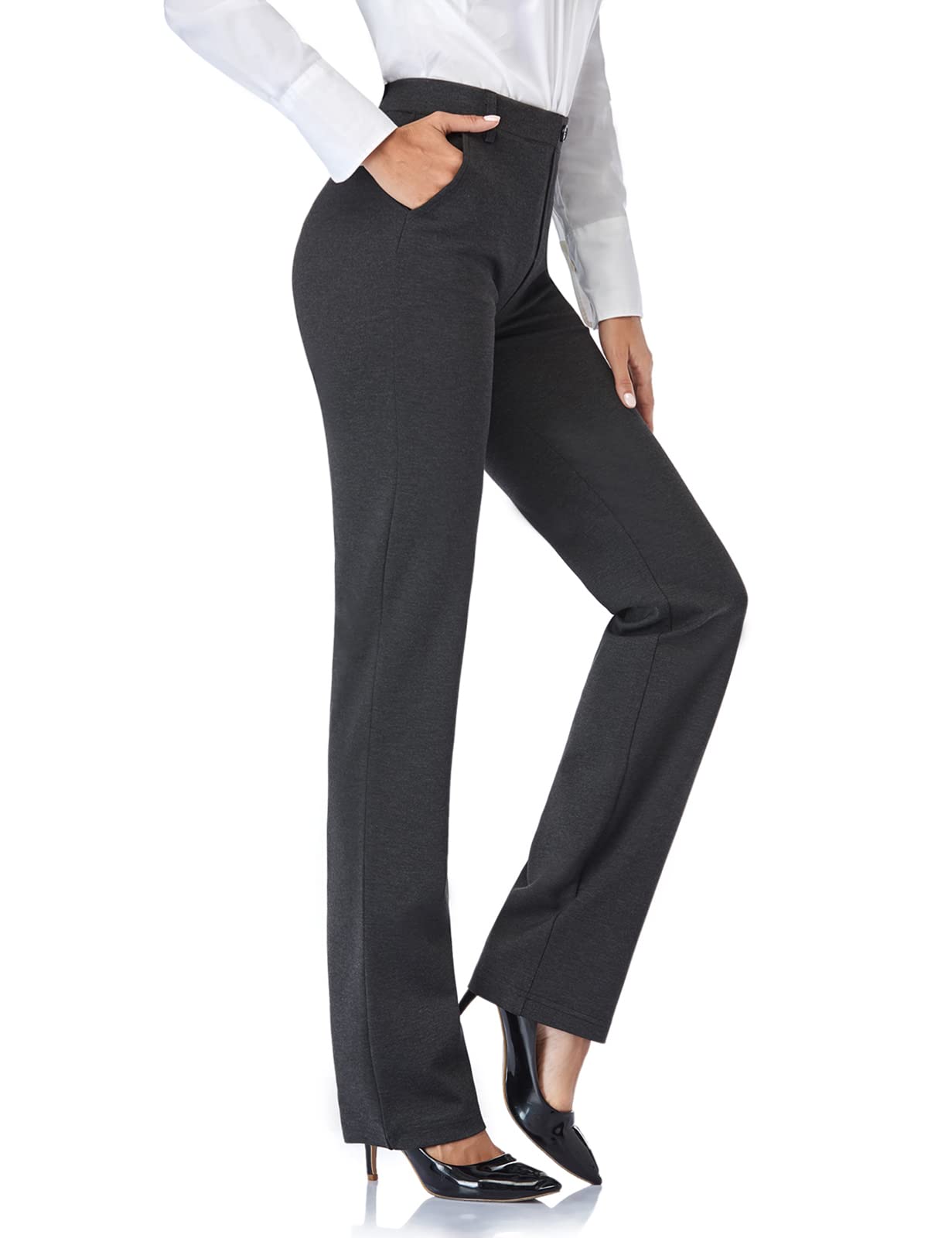 Tapata Women's 28''/30''/32''/34'' Stretchy Straight Dress Pants with Pockets Tall, Petite, Regular for Office Work Business 28,