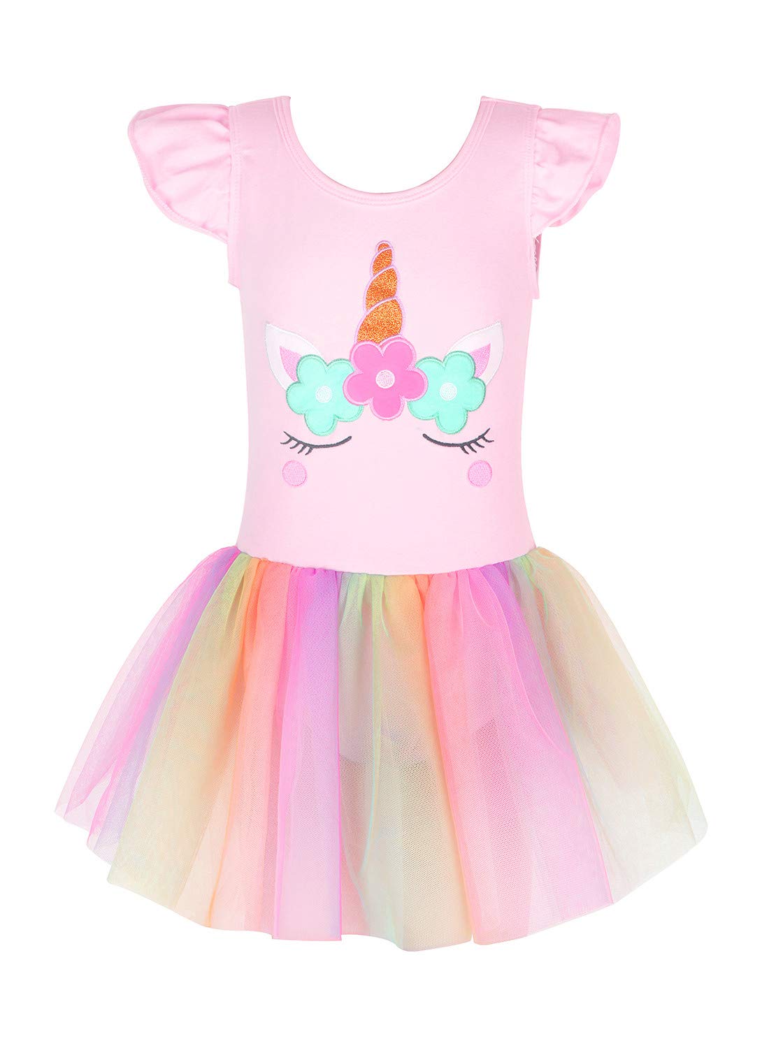 EQSJIU Ballet Skirted Leotards For girls Pink 4t 5t Shorts Sleeves Skirts With glitter Shiny Sparkle cute Adorable Primary Dance