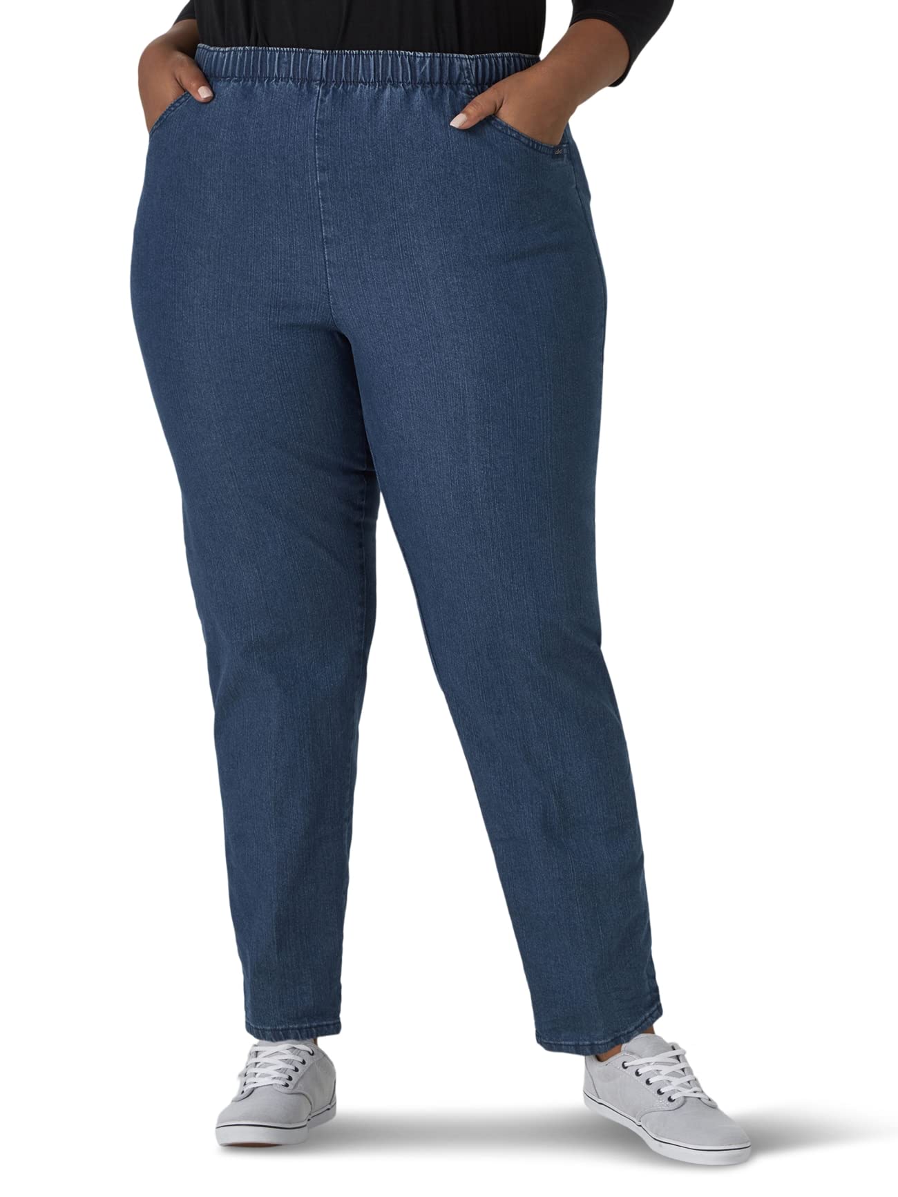 Chic Classic Collection Women's Stretch Elastic Waist Pull-On Legging Pant Mid Shade Denim 16 Petite