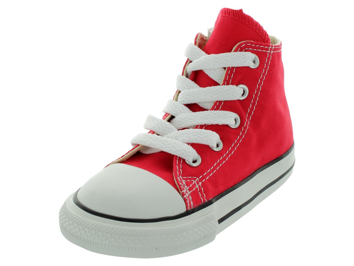 Converse Kids' Chuck Taylor All Star Canvas High Top Sneaker, red, 4 M US Toddler