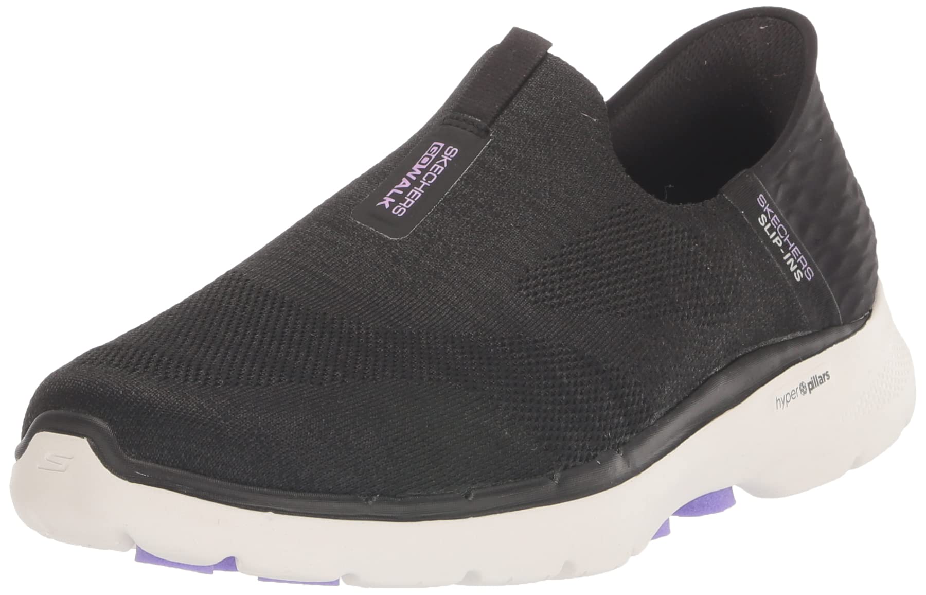 Skechers Women's Hands Free Slip-ins Go Walk 6-Fabulous View Sneaker, Black/Lavender, 11
