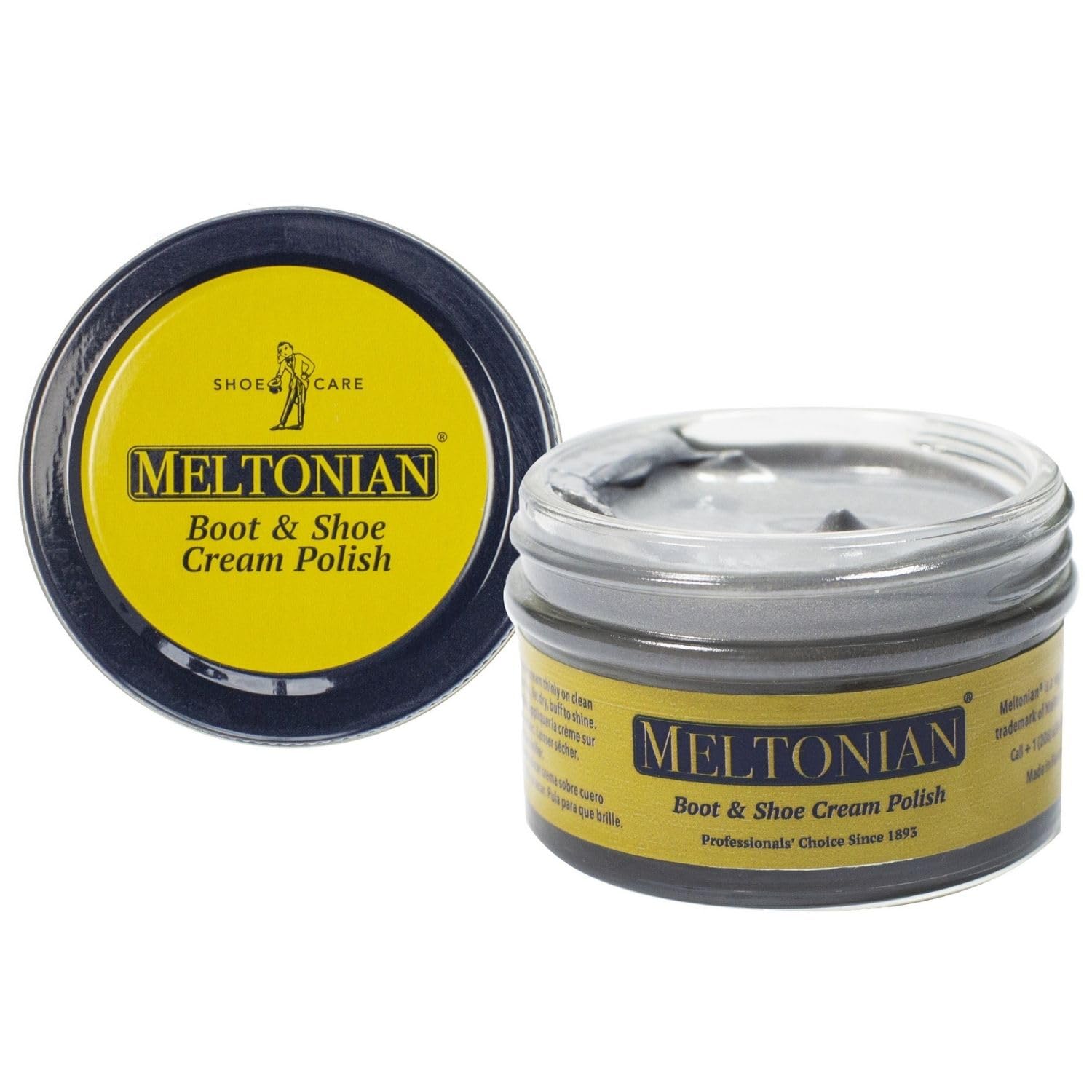 Meltonian Cream Shoe Polish - Boot Polish, Leather Shoe Polish Oil Based with Beeswax - Restores & Protects, 60+ Colors, Silver