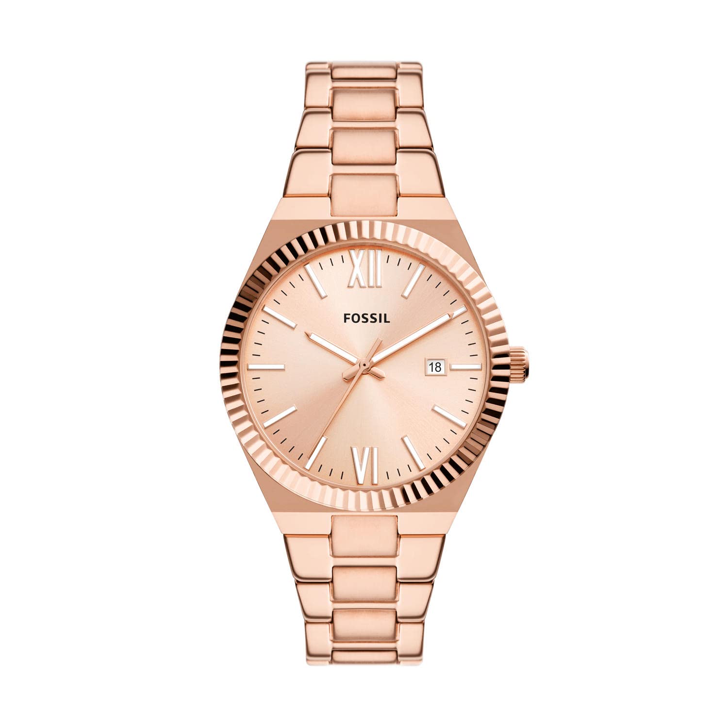 Fossil Women's Scarlette Quartz Stainless Steel Three-Hand Watch, Color: Rose Gold (Model: ES5258)