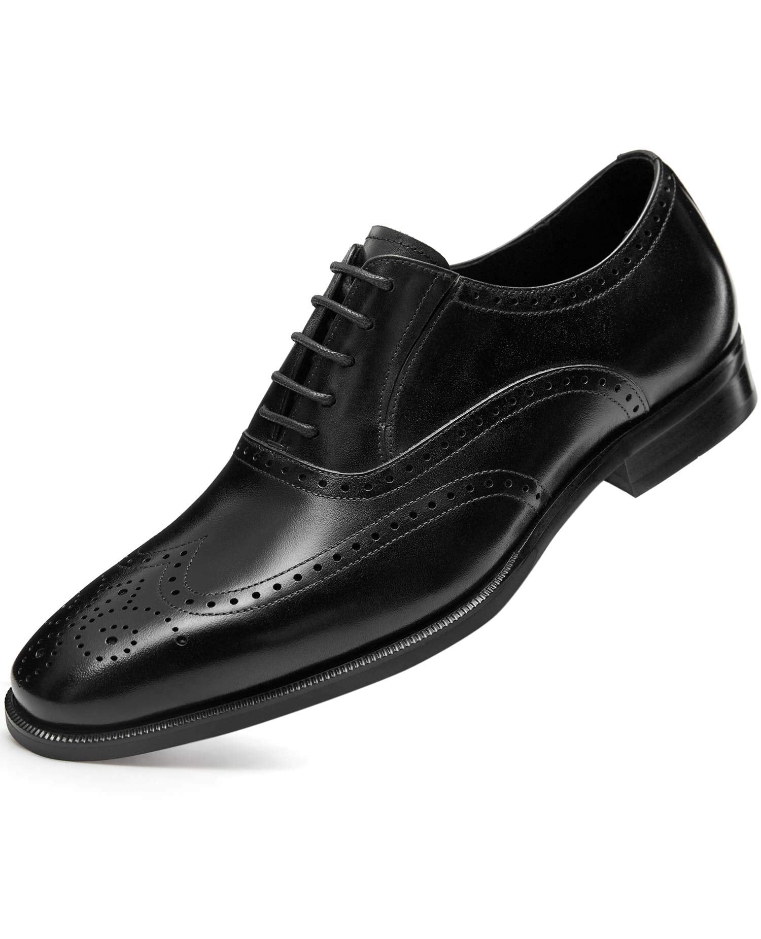FRASOICUS Mens Dress Shoes Genuine Leather Oxford Formal Shoes Dress Shoes for Men Black