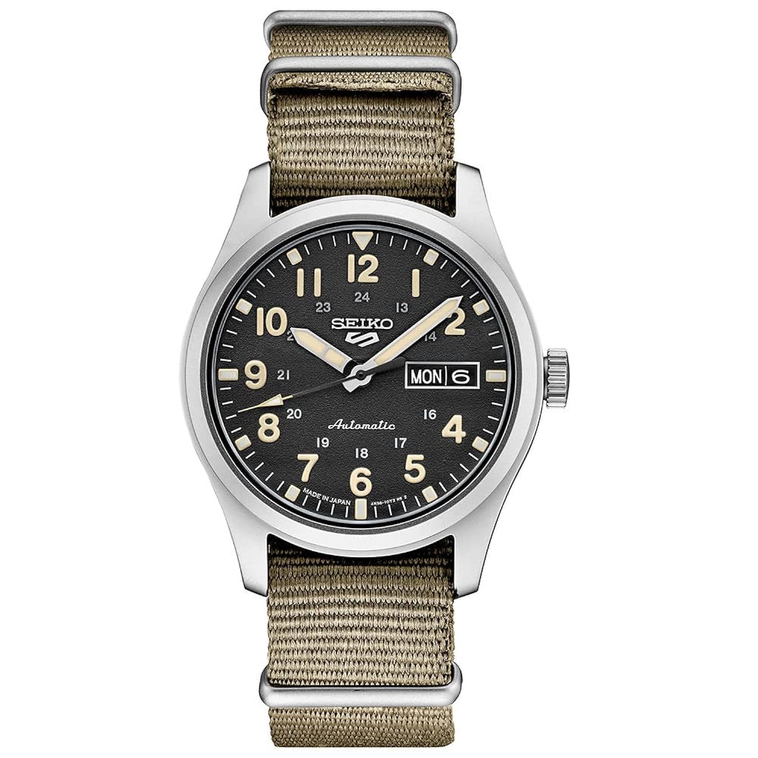 Seiko Men's SRPG35 Watch, Black Dial, 41-Hour Power Reserve, Stainless Steel Case, Nylon Strap, Water-Resistant