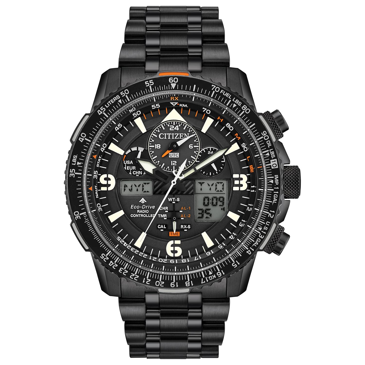 Citizen Men's Promaster Air Skyhawk Eco-Drive Pilot Watch, Atomic Timkeeping Technology, Chronograph, Power Reserve Indicator, A