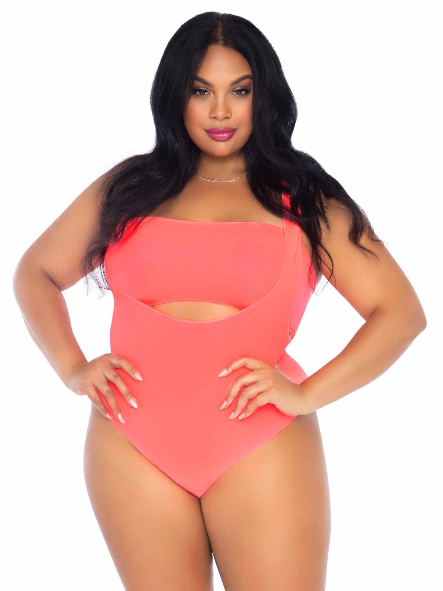 2 PC Opaque bandeau and suspen - 1X-2X / CORAL