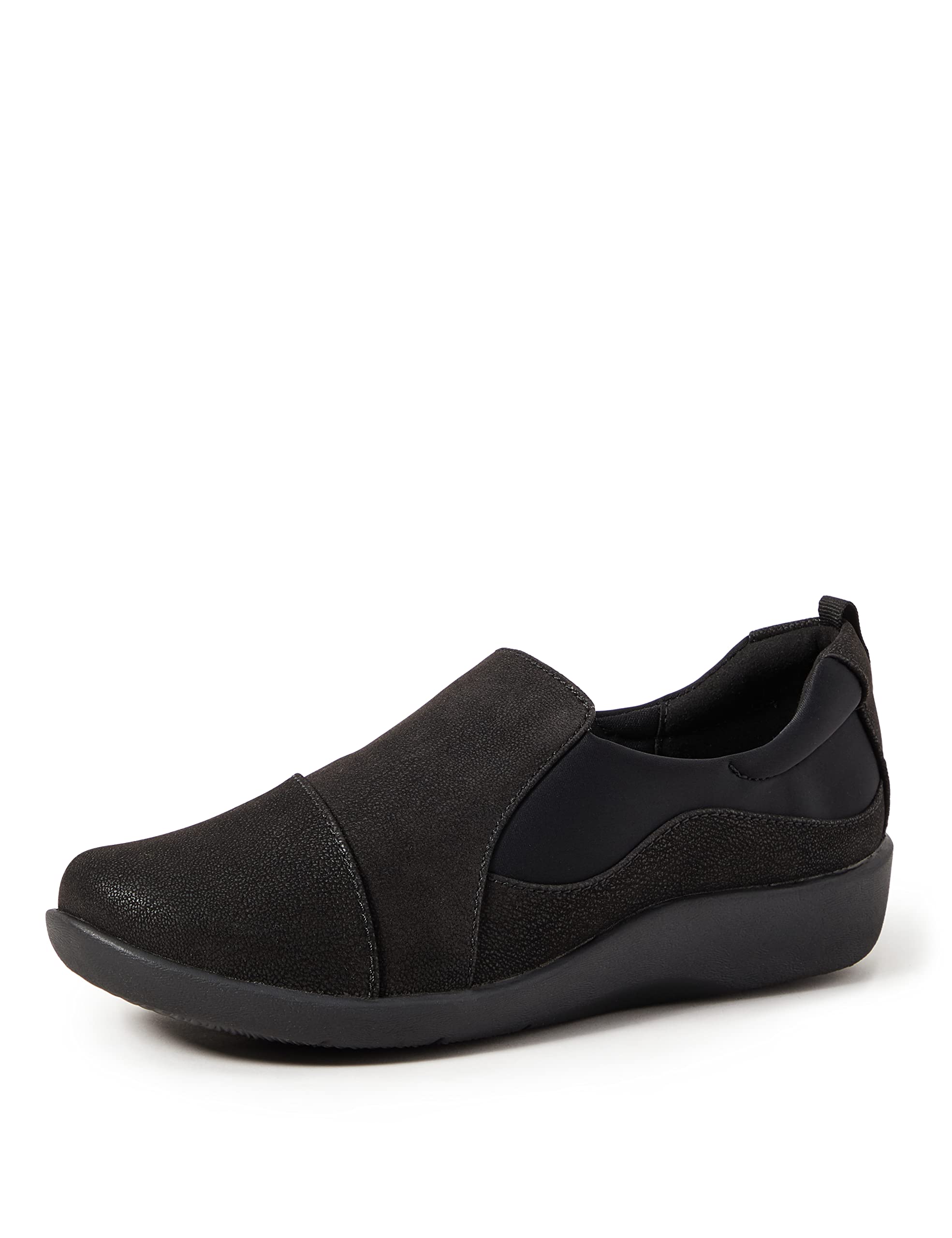 clarks Womens cloudSteppers Sillian Paz Slip-On Loafer, Black Synthetic Nubuck, 6 W US
