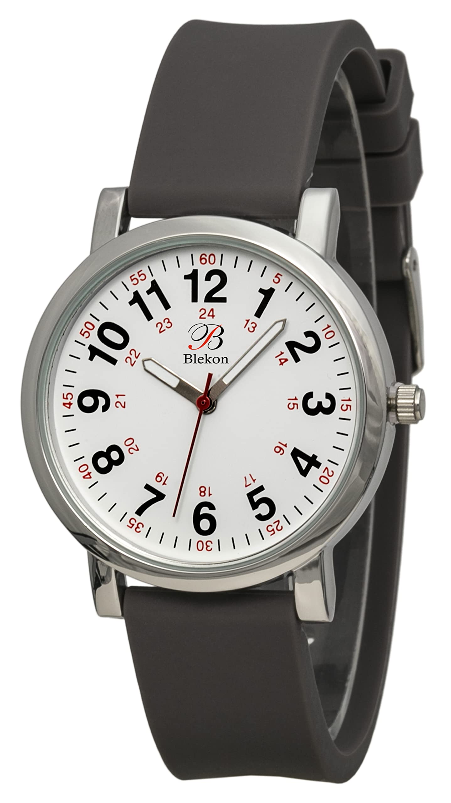 Blekon Original Nurse Watch - Medical Scrub Colors, Easy Read Dial, Second Hand, Water Resistant Watch (Gray)