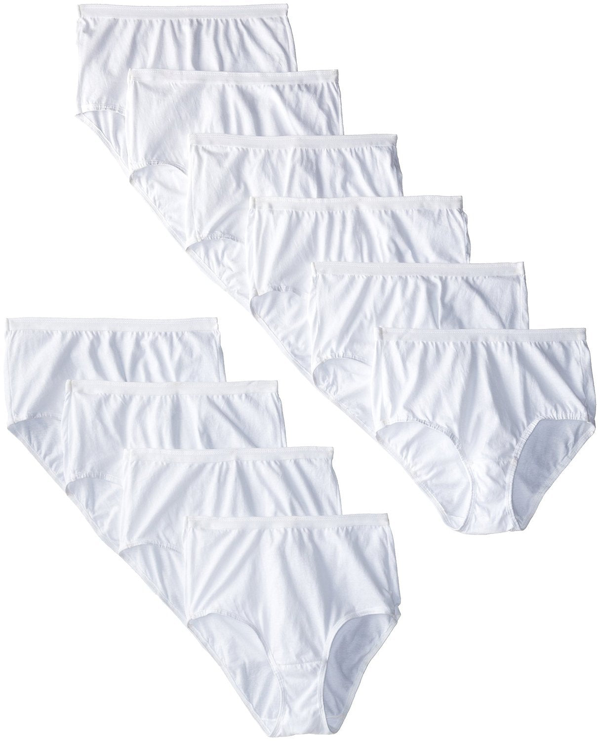 Fruit of the Loom Women's 10m pack Cotton Brief, White, 9