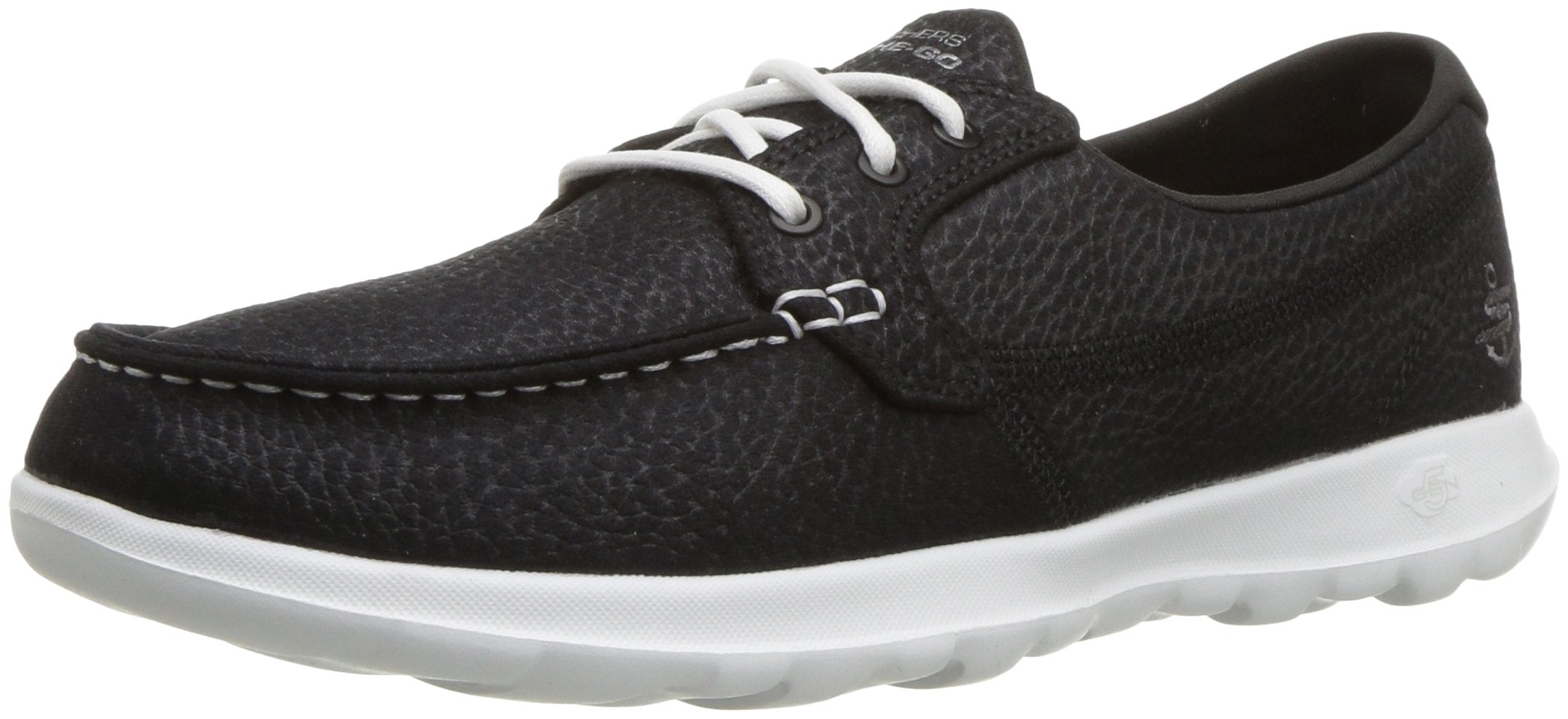 Skechers womens Go Walk Lite - Eclipse Boat Shoe, Black/White, 8 US