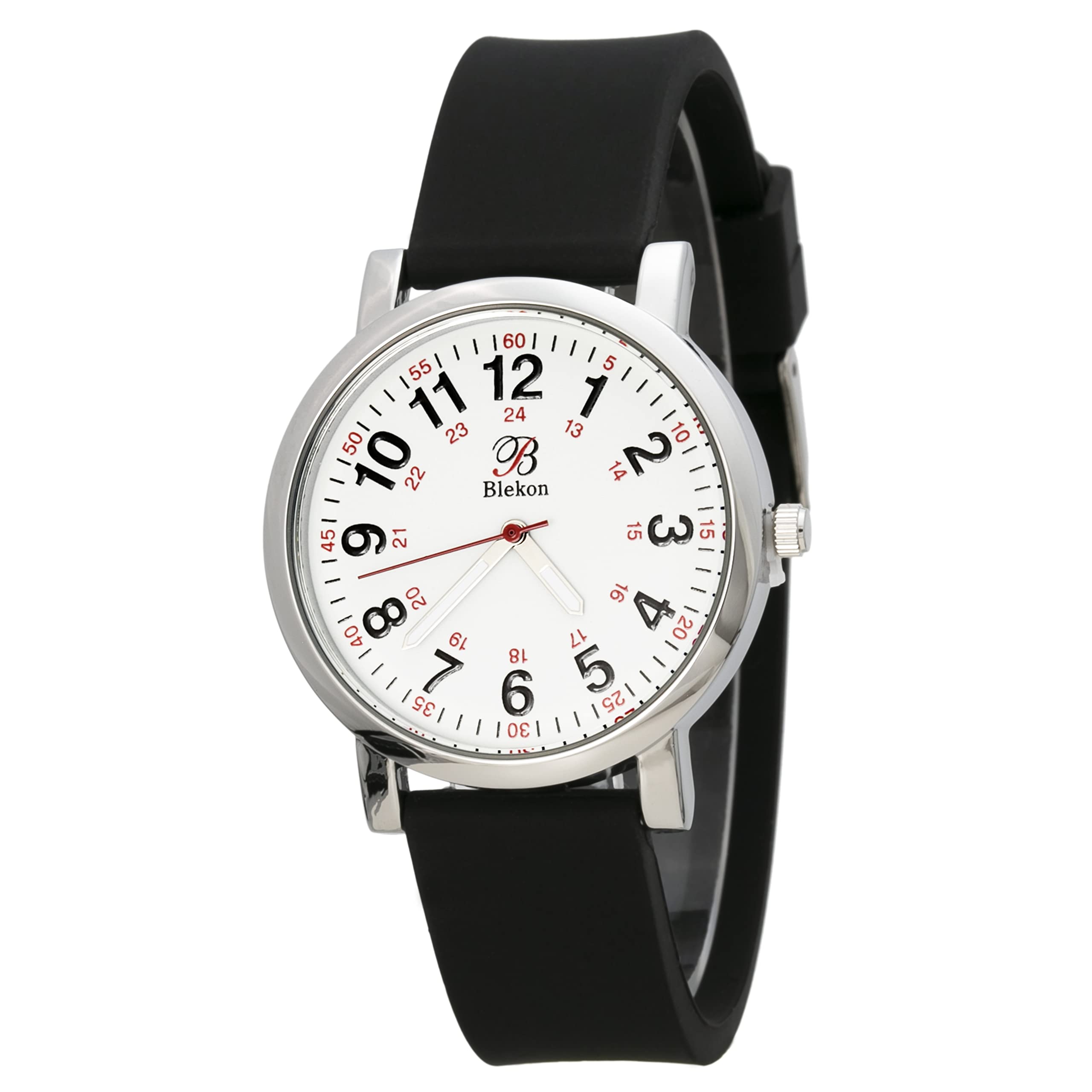 Blekon Original Nurse Watch - Medical Scrub Colors, Easy Read Dial, Second Hand, Water Resistant Watch (Black)