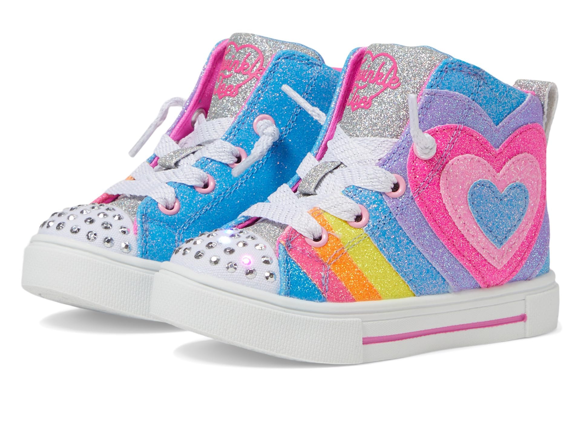 Skechers Girls Twinkle Sparks Sneaker, Multi, 10 Toddler