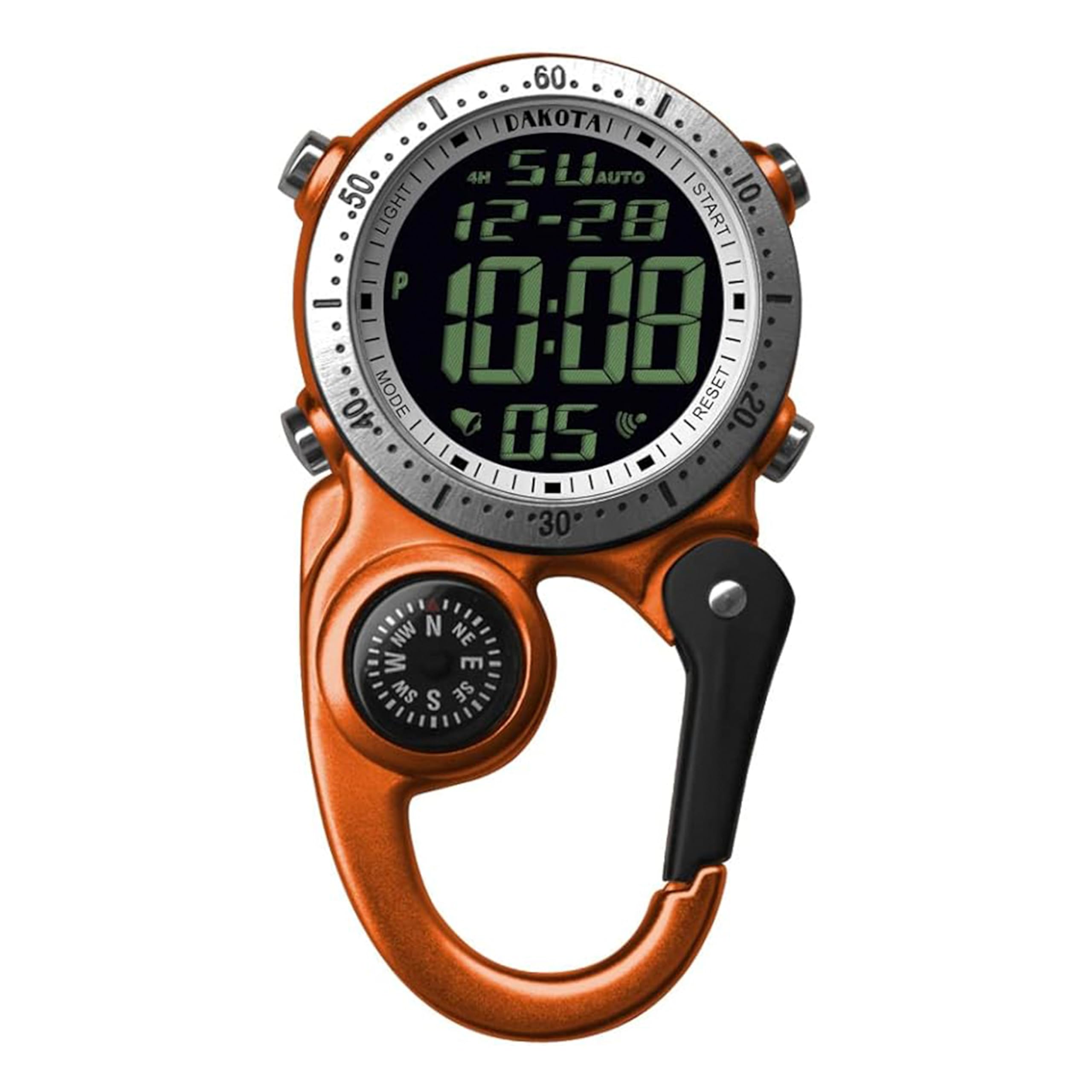 Dakota Digital Backpacker Clip, Fob and Pocket Watch, Alarm, Stopwatch, Timer and Dual Time, Outdoor Gifts for Men and Women, Ta