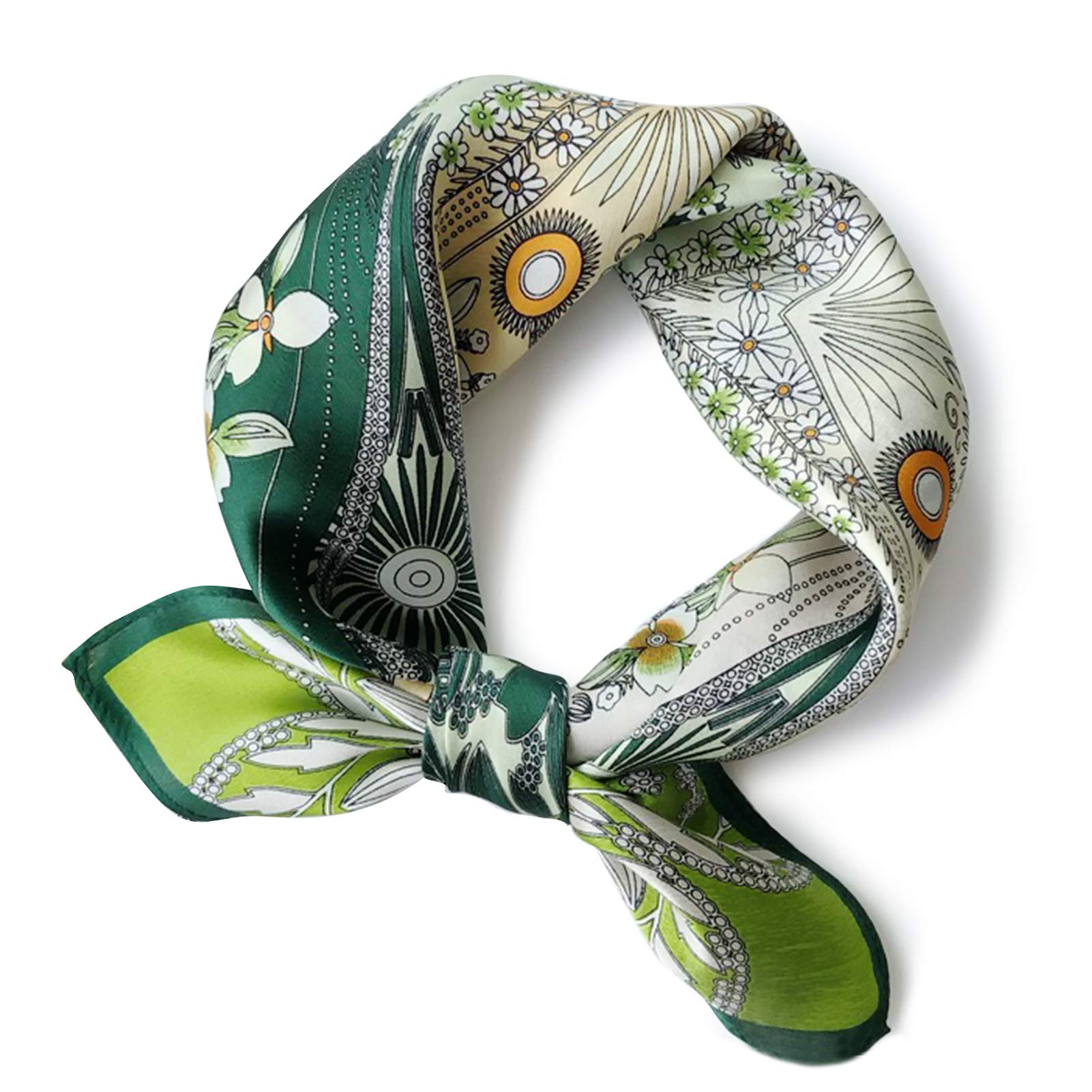 PoeticEHome 100% Real Mulberry Silk Women Small Square Neck Scarfs 21 Lightweight Neckerchief Printed Headscarf Gift Packed (X2