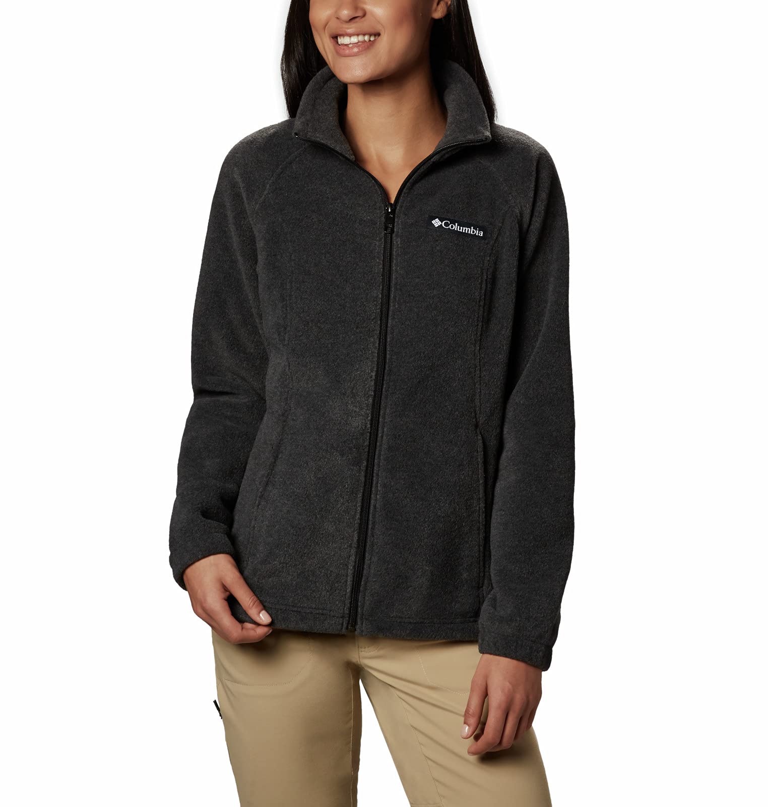 columbia Womens Benton Springs Full Zip, charcoal Heather, 1X Plus
