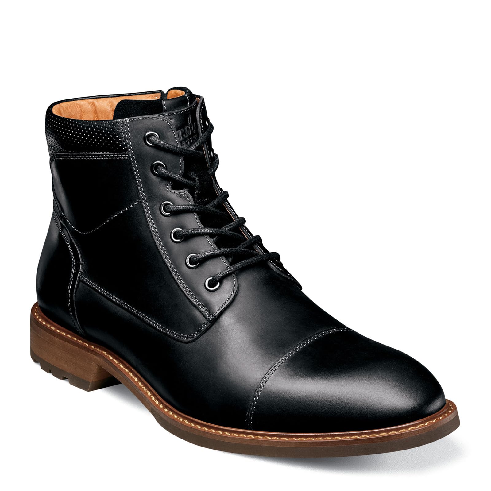 Florsheim Mens Chalet Cap Toe Boots Black Crazy Horse 7 Medium