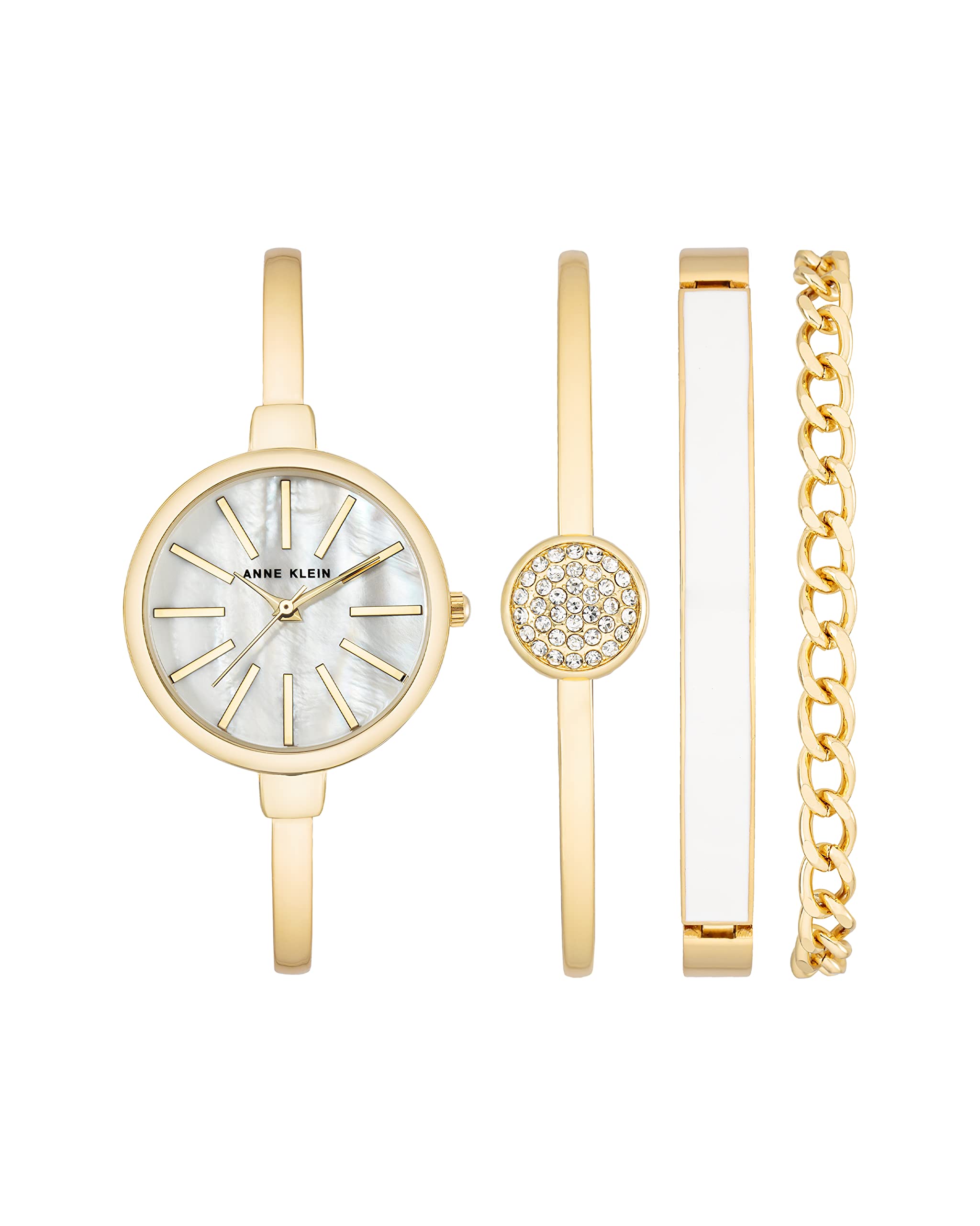 Anne Klein Women's Japanese Quartz Dress Watch with Metal Strap, Gold, 4.5 (Model: AK/1470WTST)