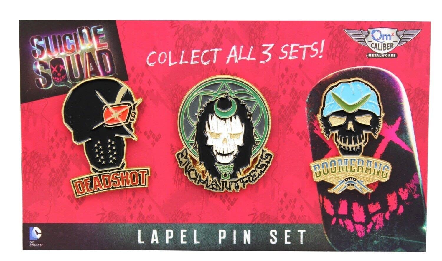 QMx Suicide Squad Lapel Deadshot, Echantress and Captain Boomerang Pin Set