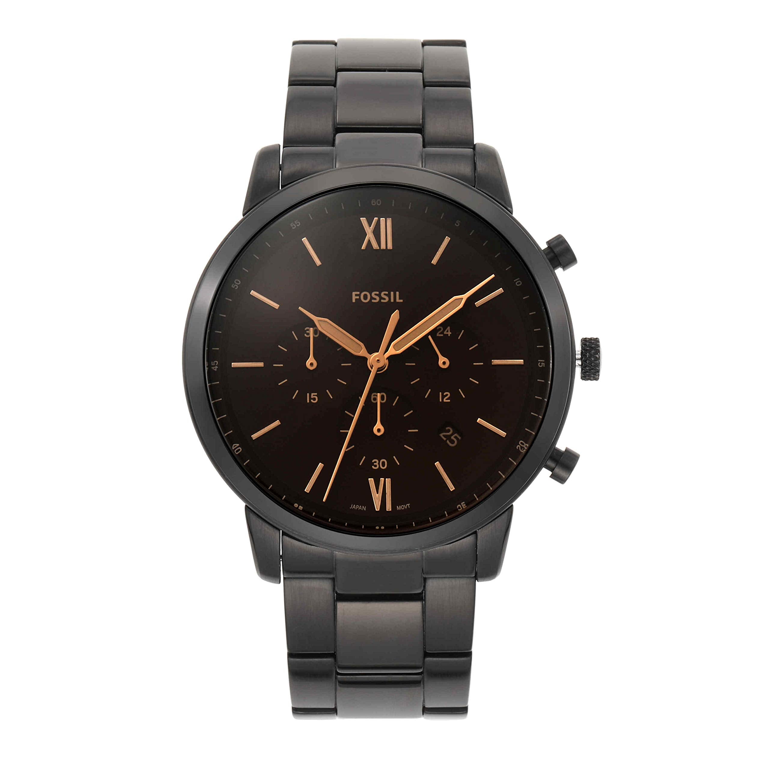 Fossil Men's Neutra Quartz Stainless Steel Chronograph Watch, Color: Black (Model: FS5525)