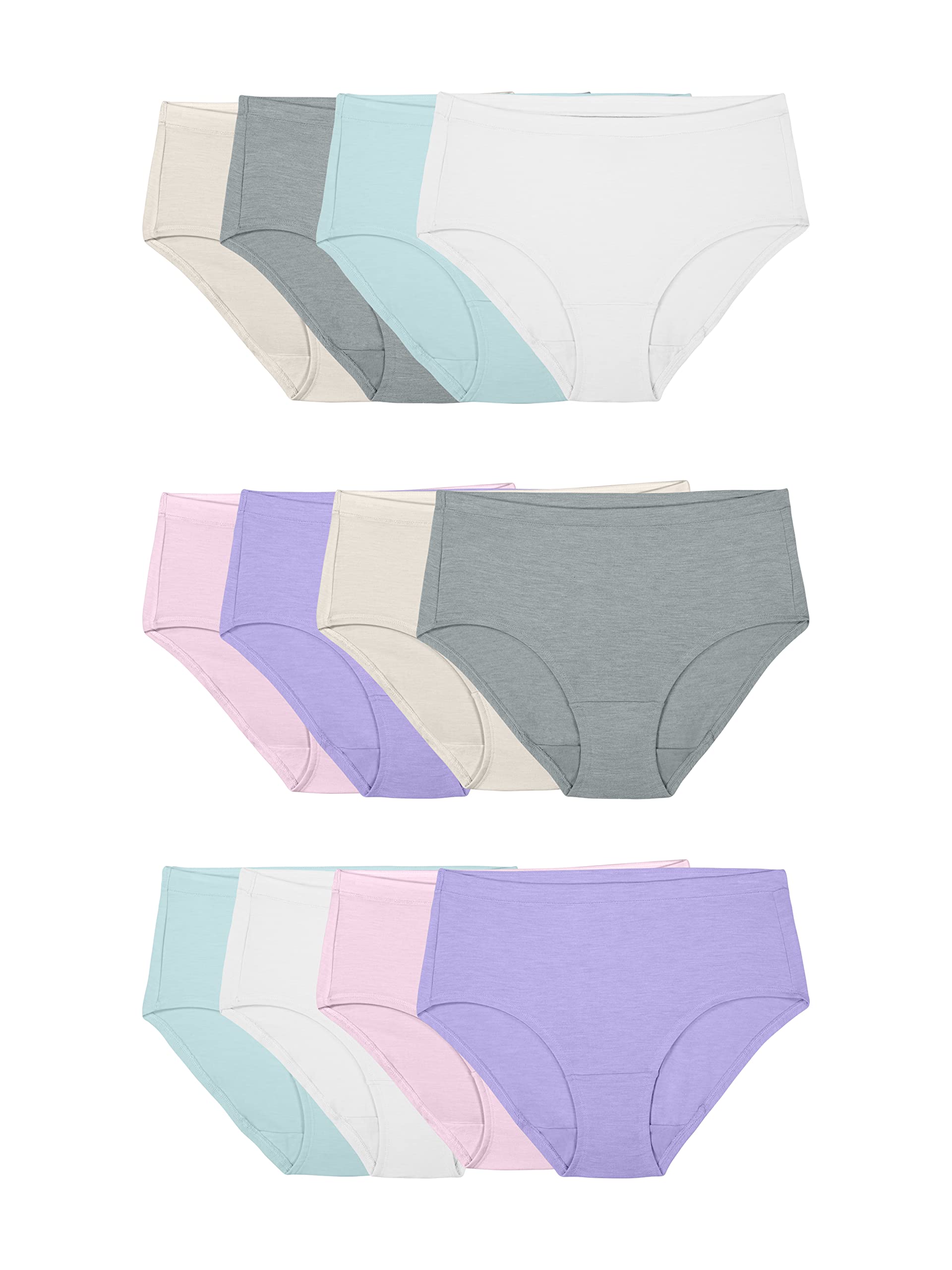Fruit of the Loom Women's Modal Underwear, Low Rise Brief-12 Pack-Purple/Cashmere/Grey, 5