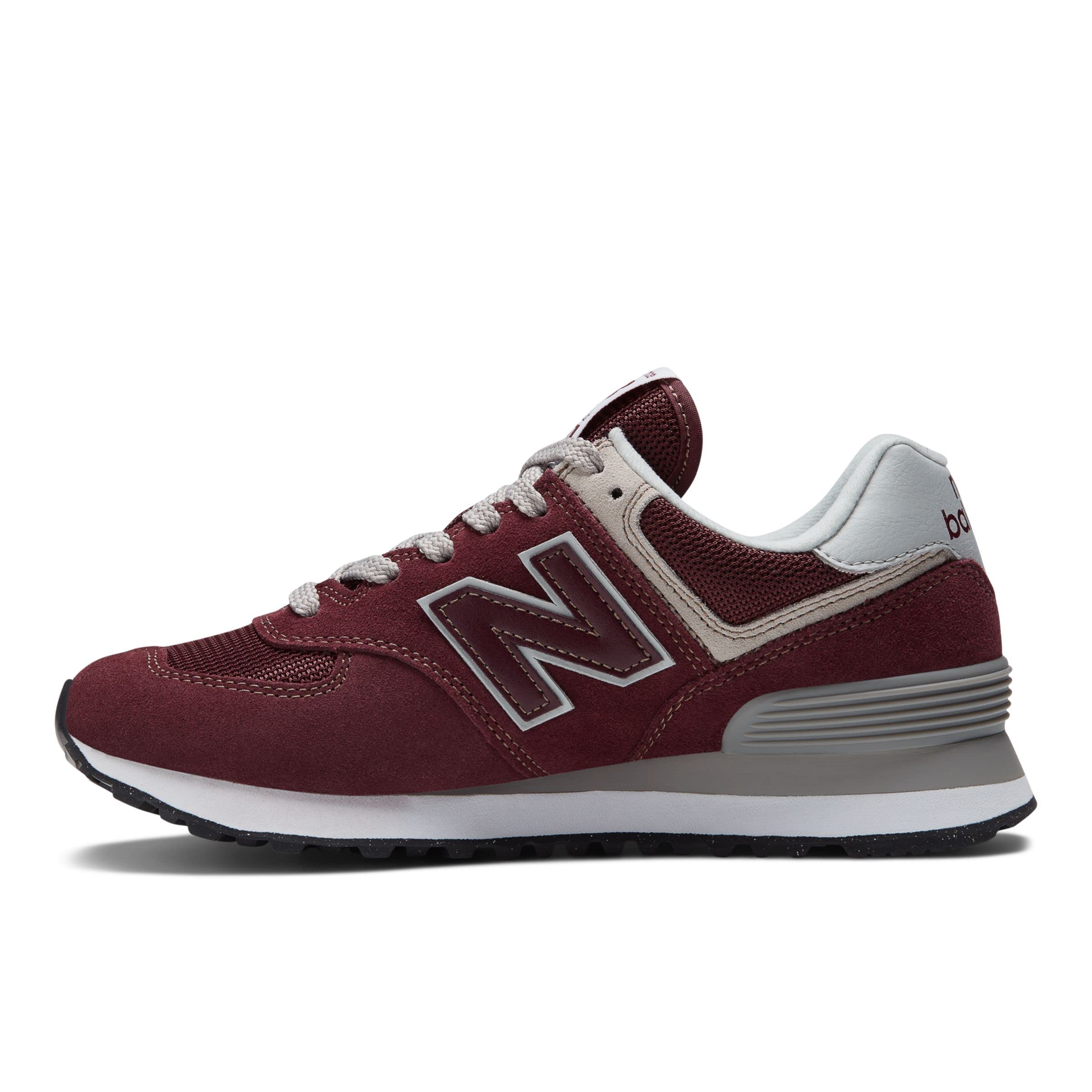 New Balance Women's 574 Core Sneaker, Burgundy/White, 9
