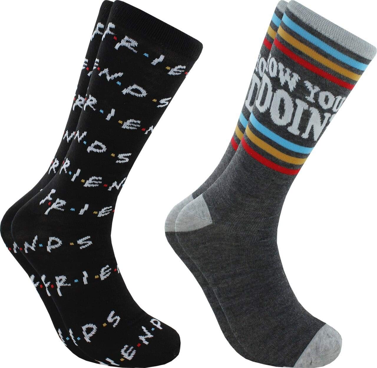Friends How You Doin? Men's Casual Socks 2 Pair Pack Shoe Size 6-12