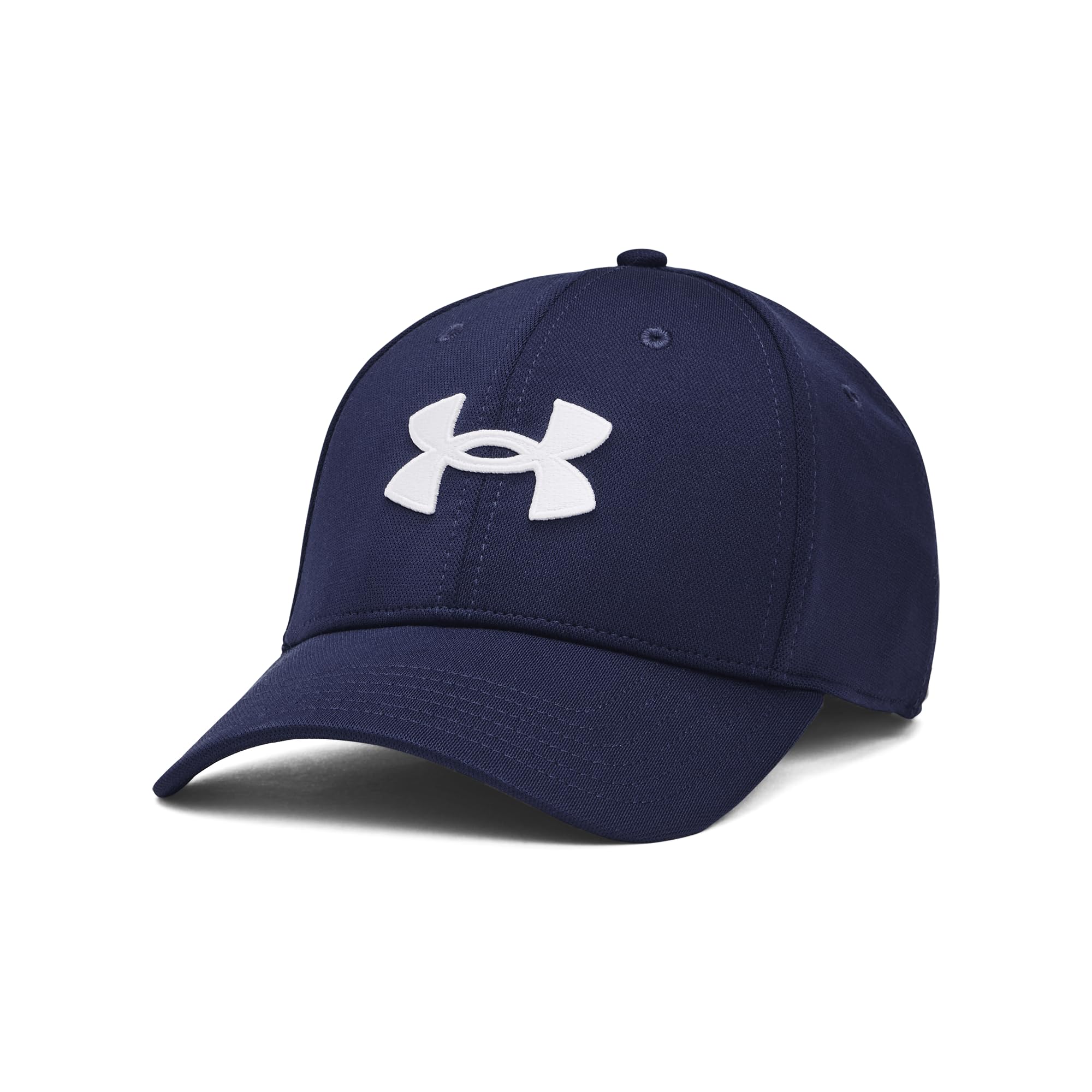 Under Armour Men's Blitzing Cap Stretch Fit, (410) Midnight Navy / / White, Small/Medium