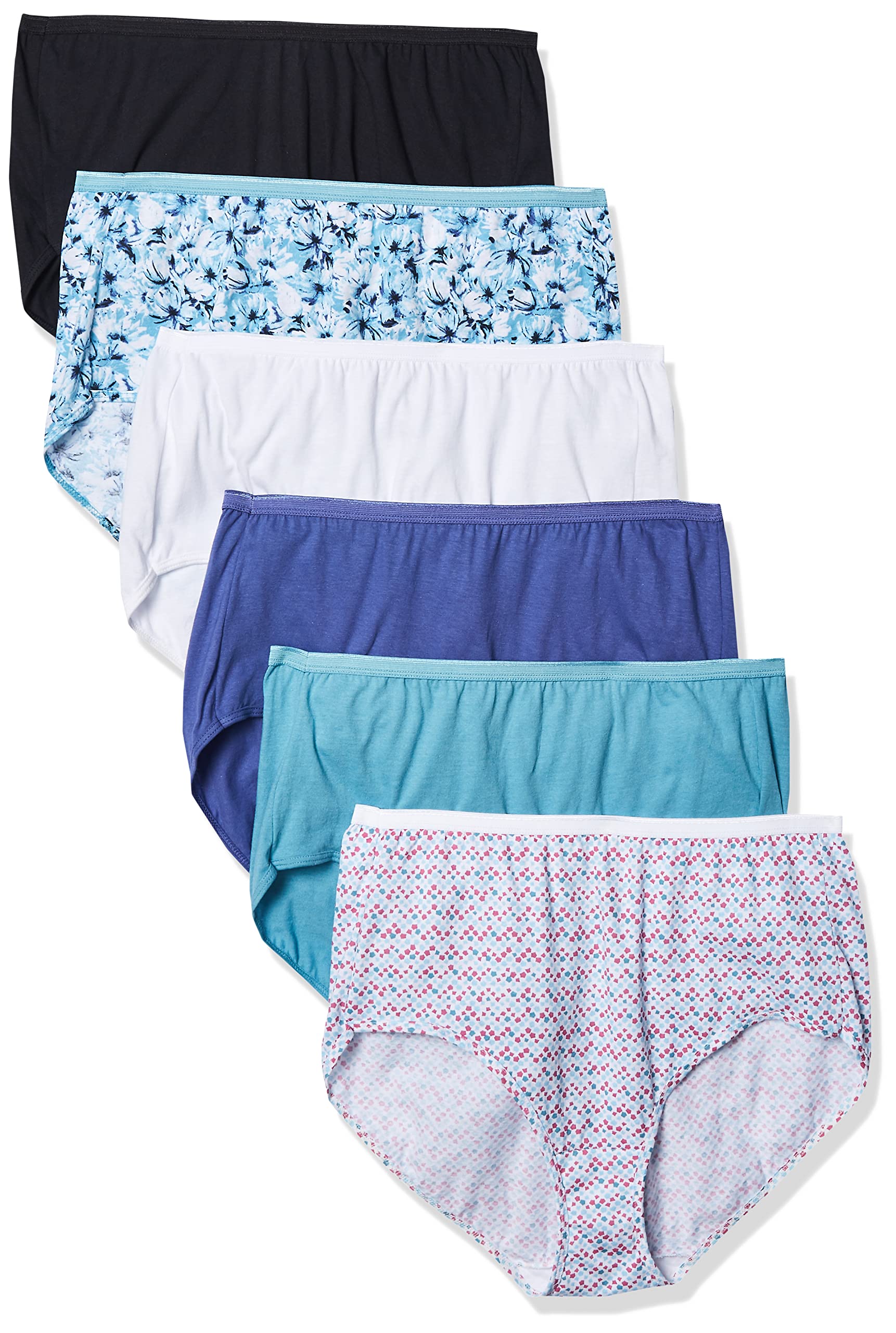 JUST MY SIZE womens Cool Comfort Cotton High 6-pack Briefs, Assorted, 12 US