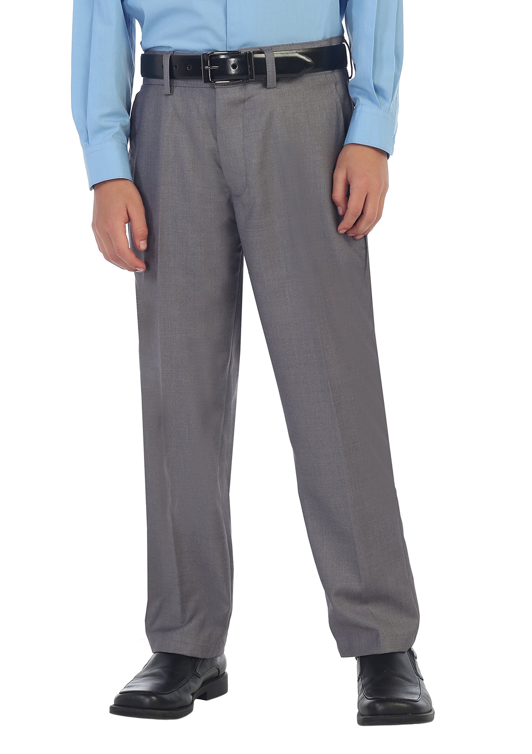 gioberti Boys Flat Front Dress Pants, gray, 12