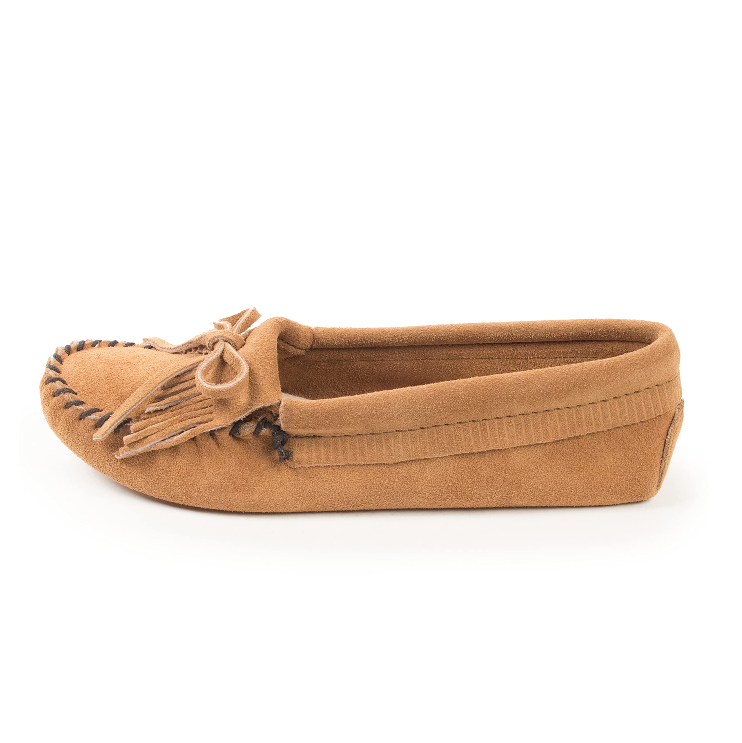 Minnetonka Women's Kilty Suede Softsole Moccasin,Taupe,6 M US