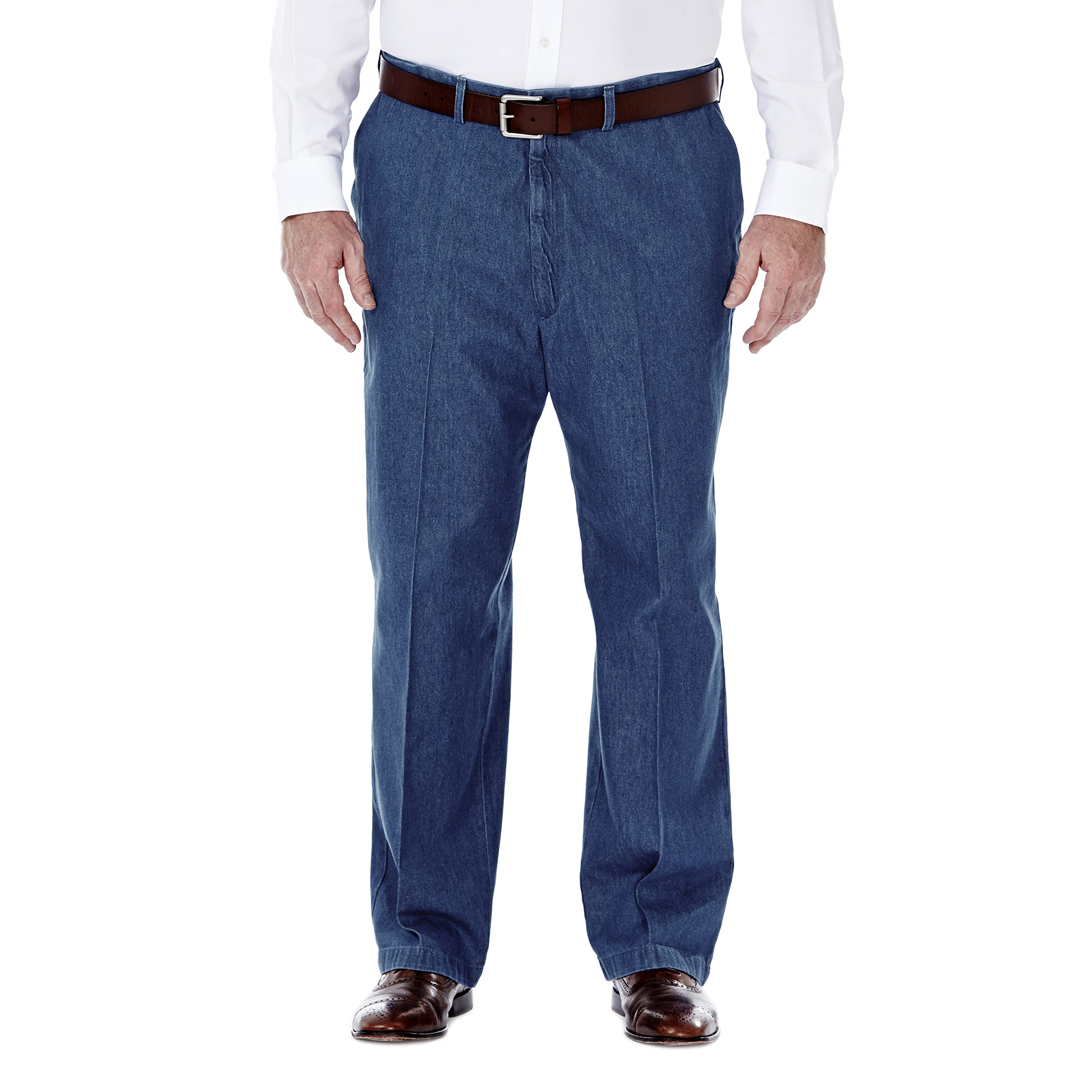 Haggar mens Casual Classic Fit Denim Trouser Pant - Regular and Big & Tall Sizes jeans, Cadet Blue 01, 56W x 32L US