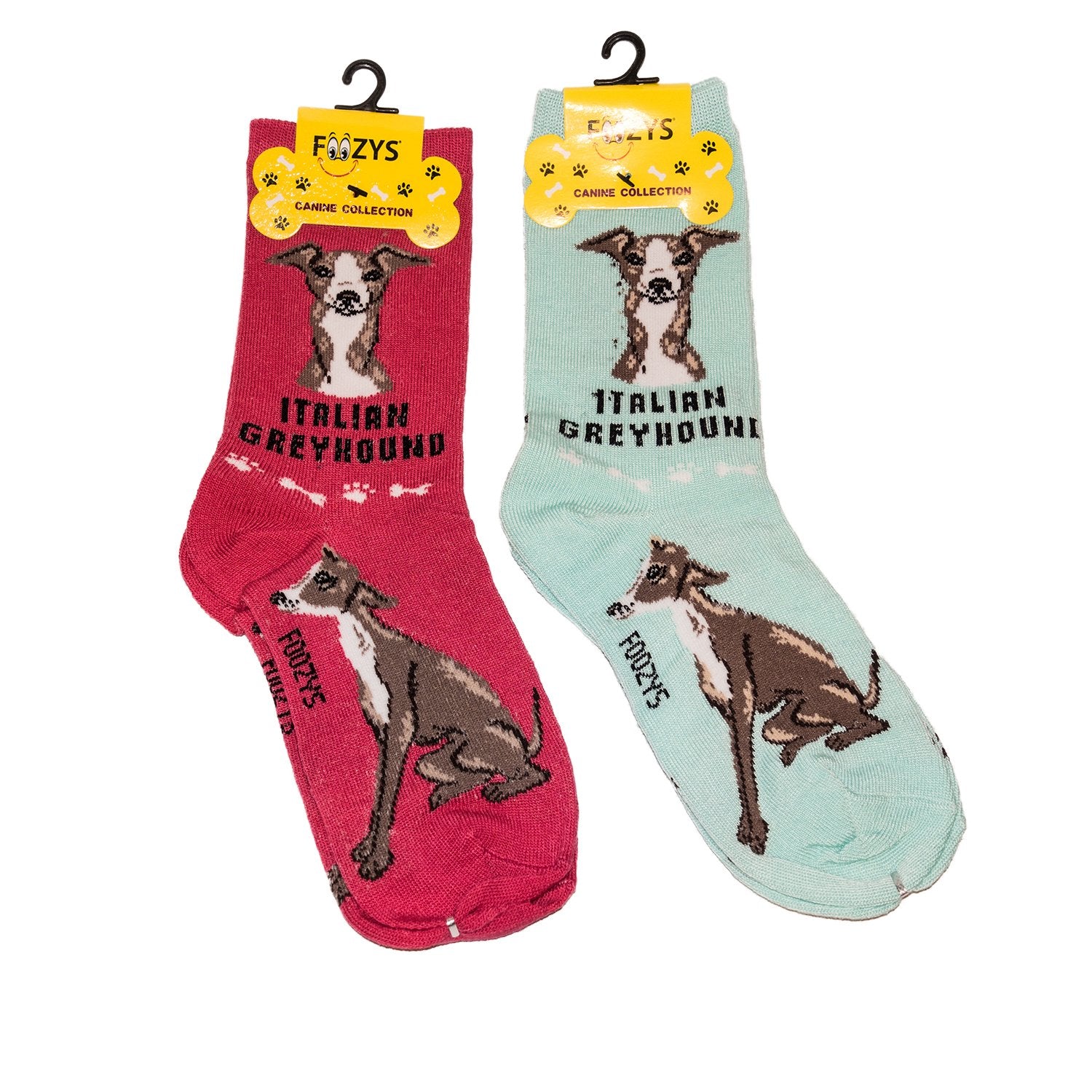 Foozys Unisex Crew Socks | Canine/Dog Collection | Italian Greyhound