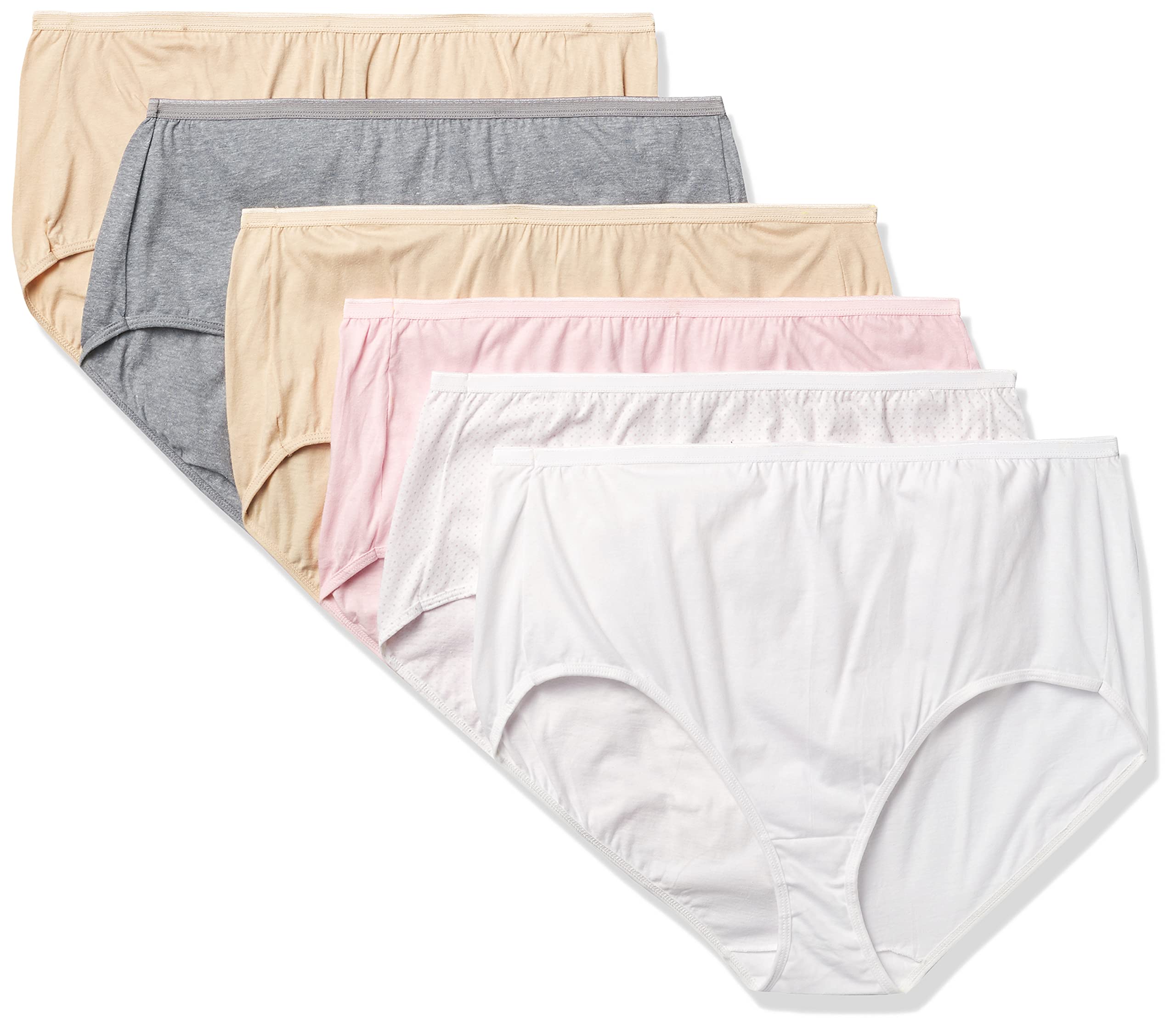 Just My Size Women's Cool Comfort Cotton High Brief 6-Pack, Assorted 2, 10