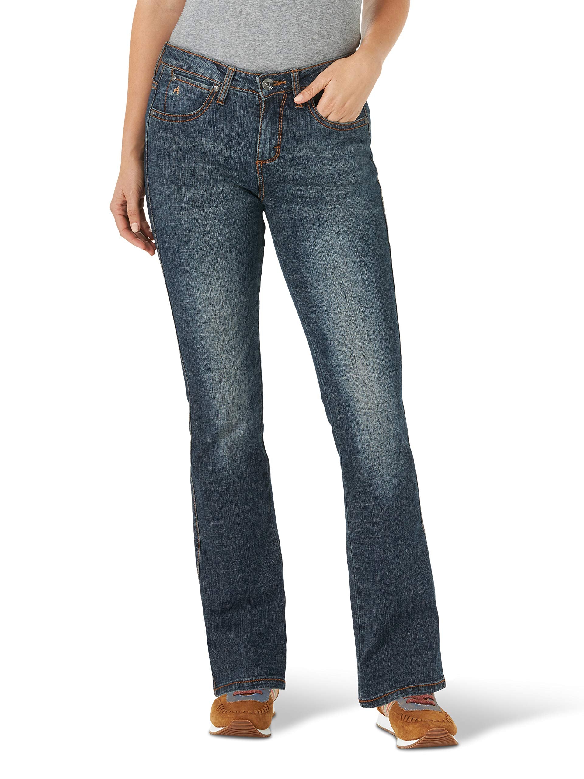 Wrangler womens Aura Instantly Slimming Mid Rise Boot Cut jeans, Autumn Gold, 14 US