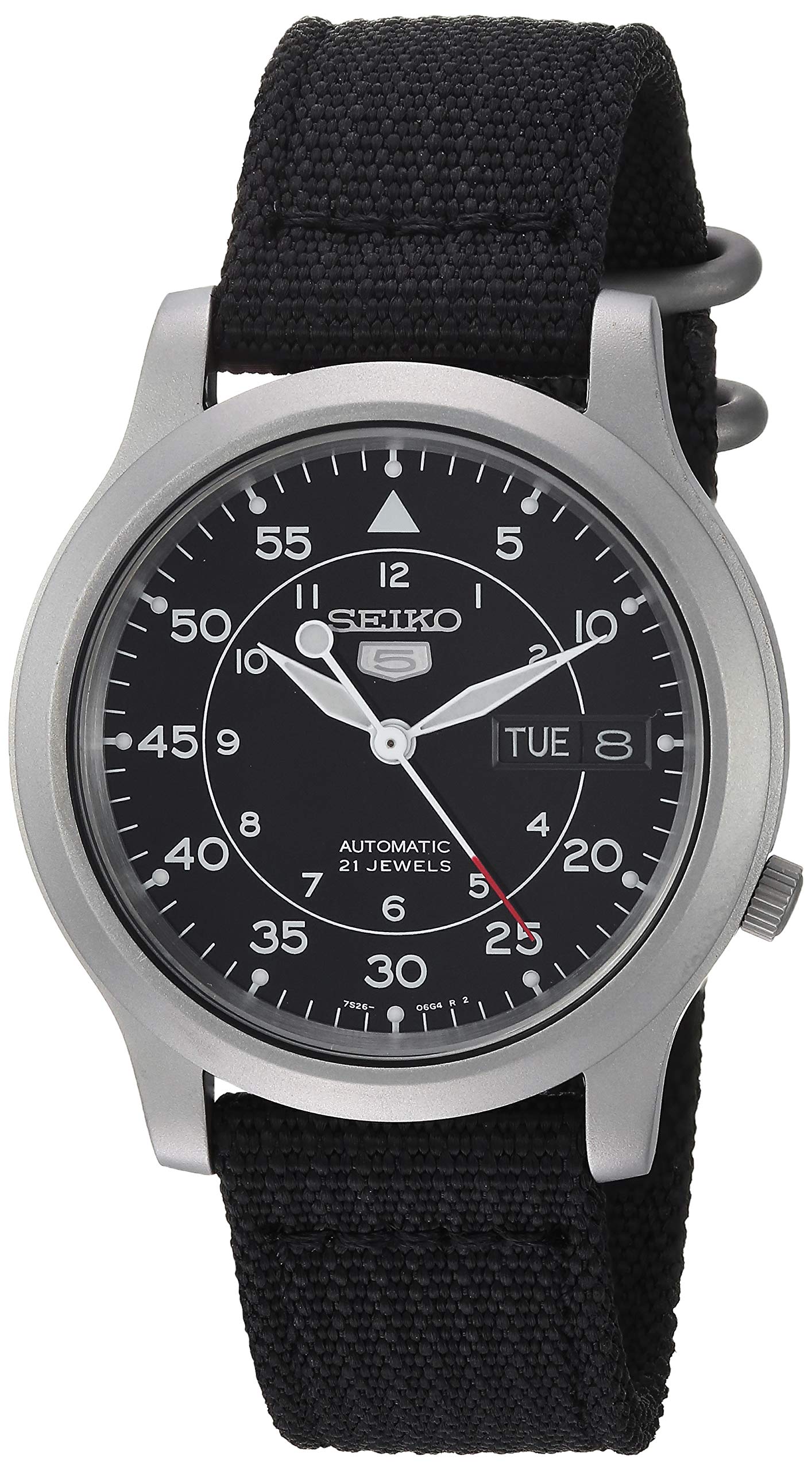 SEIKO Men's SNK809 5 Automatic Stainless Steel Watch with Black Canvas Strap
