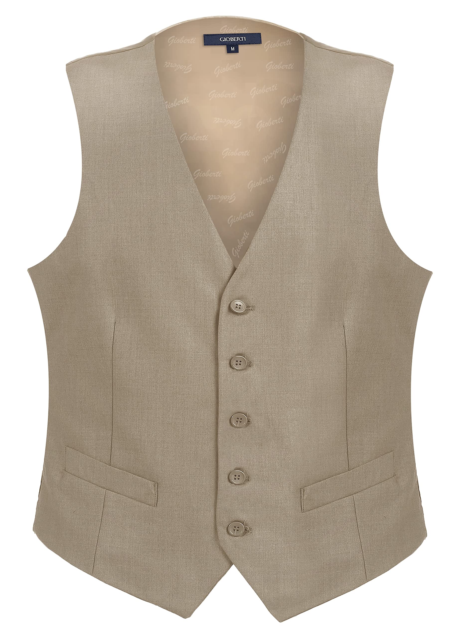 Gioberti Mens Formal Suit Vest, Beige, 5X-Large