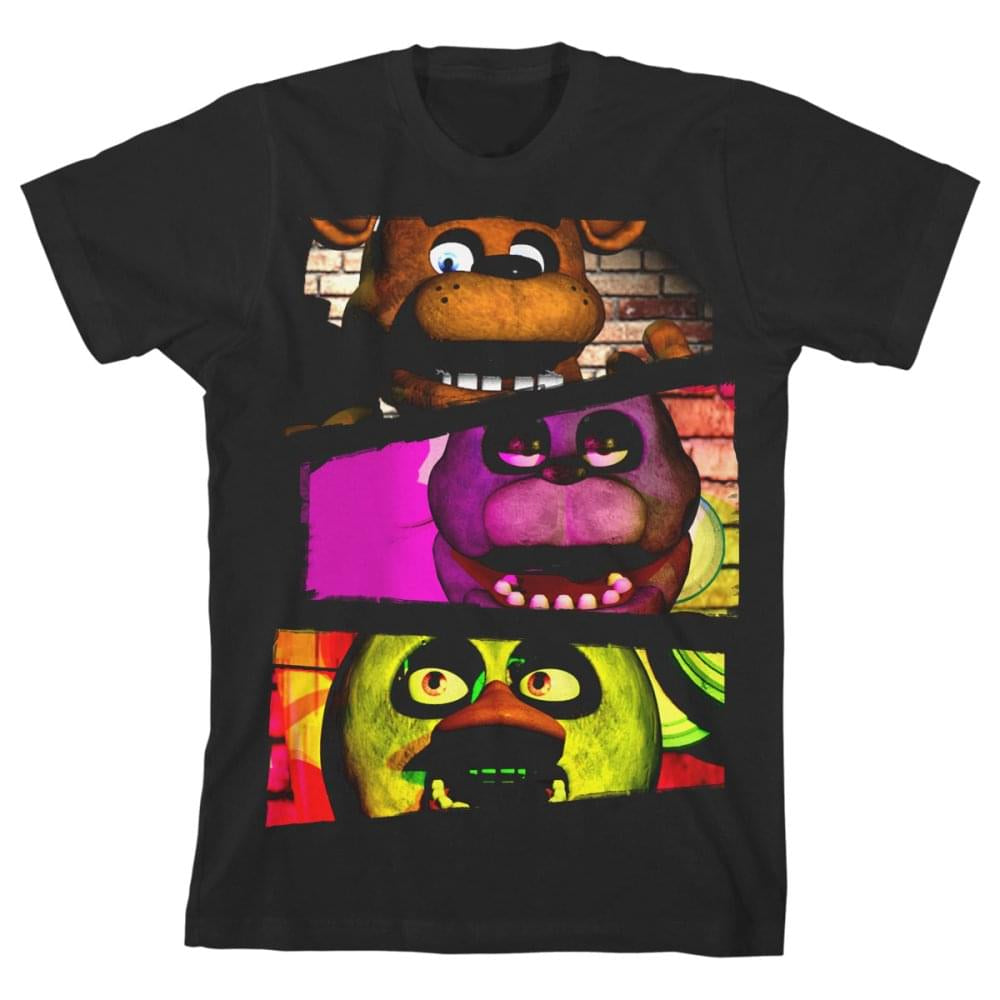 Five Nights at Freddy's Characters Boy's Black T-Shirt: Small