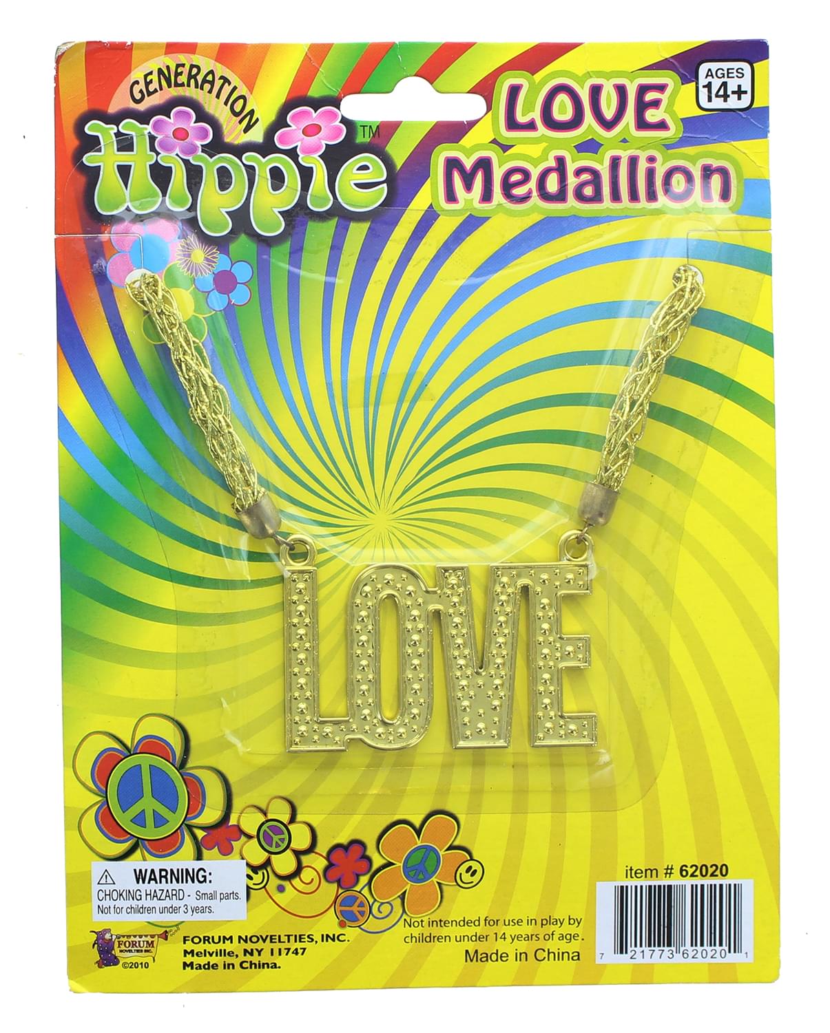 Love 60's 70's Hippie Costume Medallion Necklace