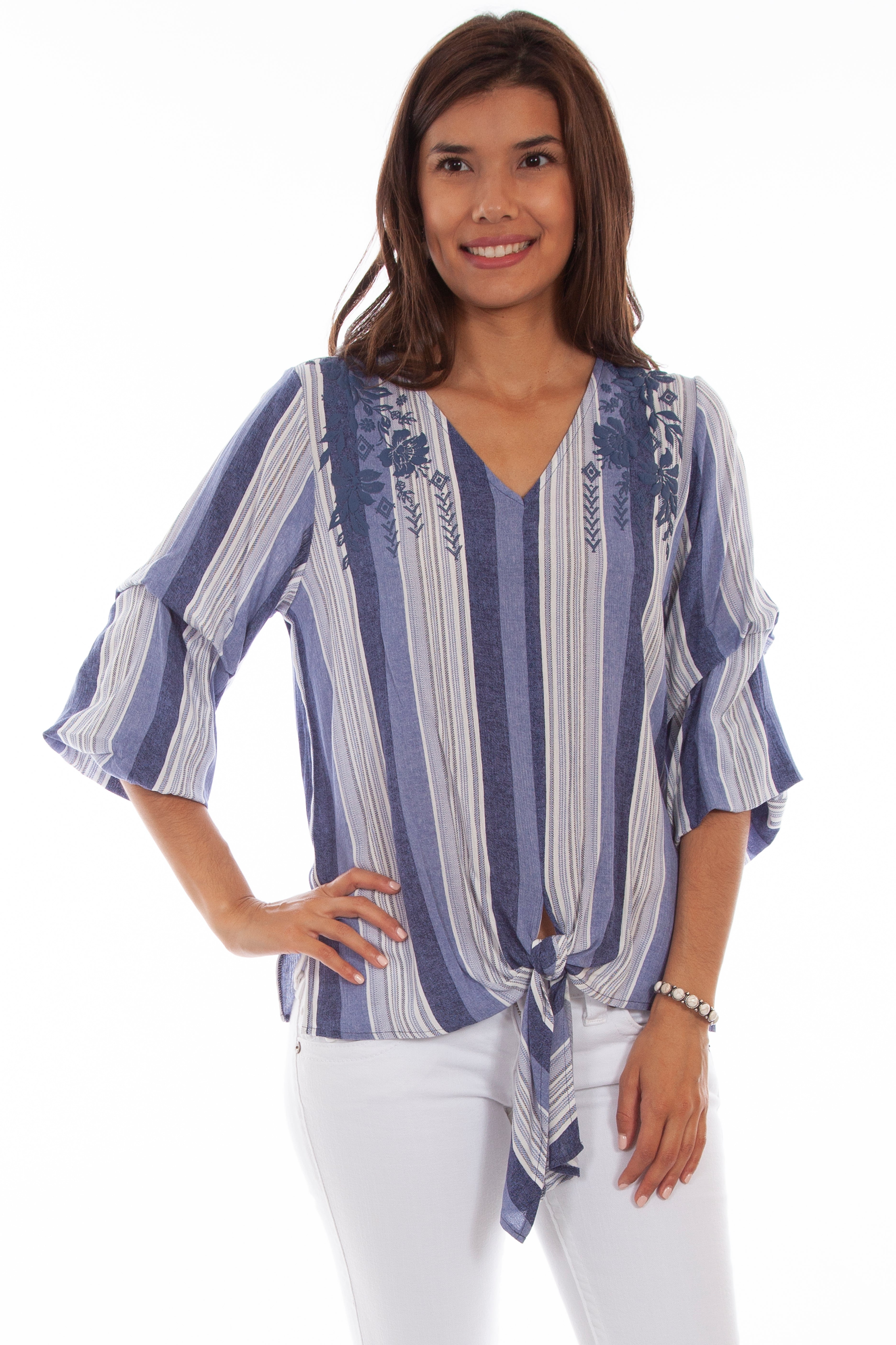 TIE FRONT TOP W/PUFF PRINT