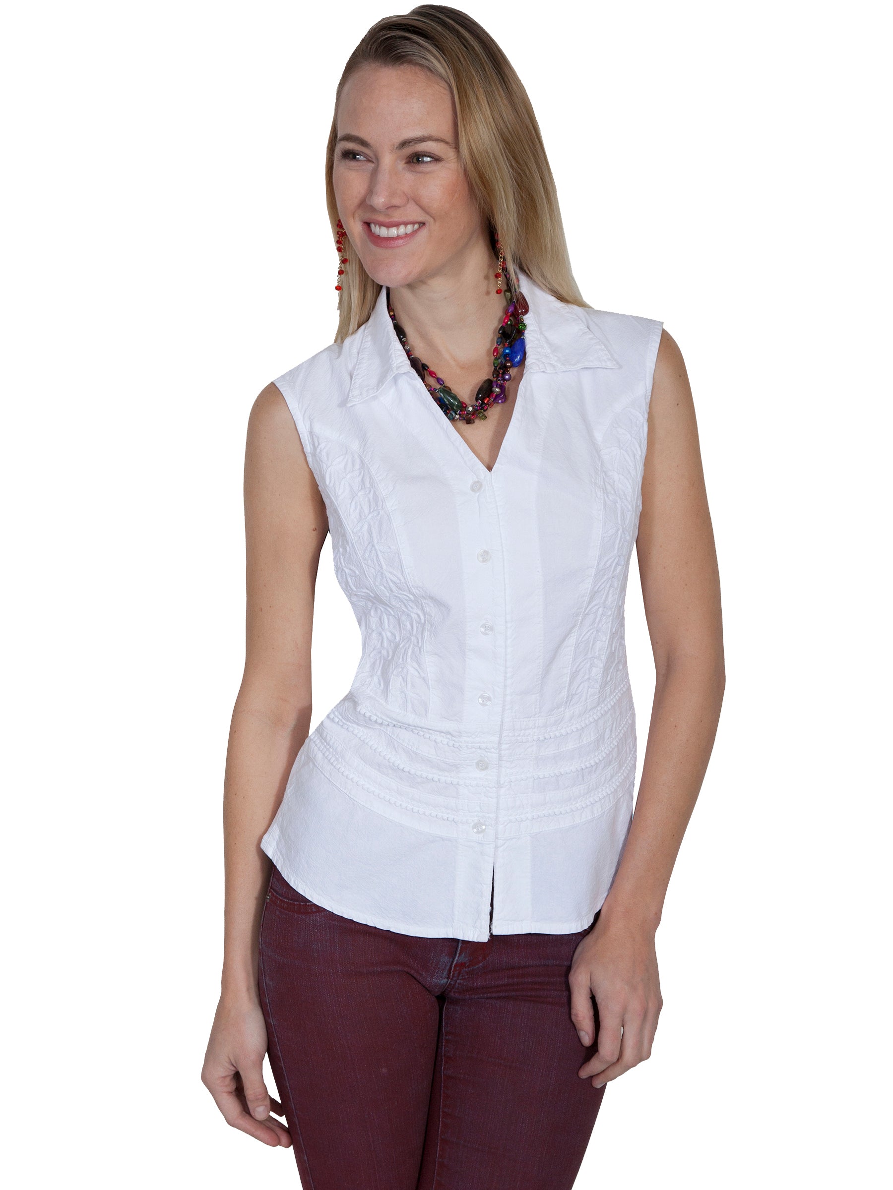 S/L BUTTON FRONT COLLAR BLOUSE