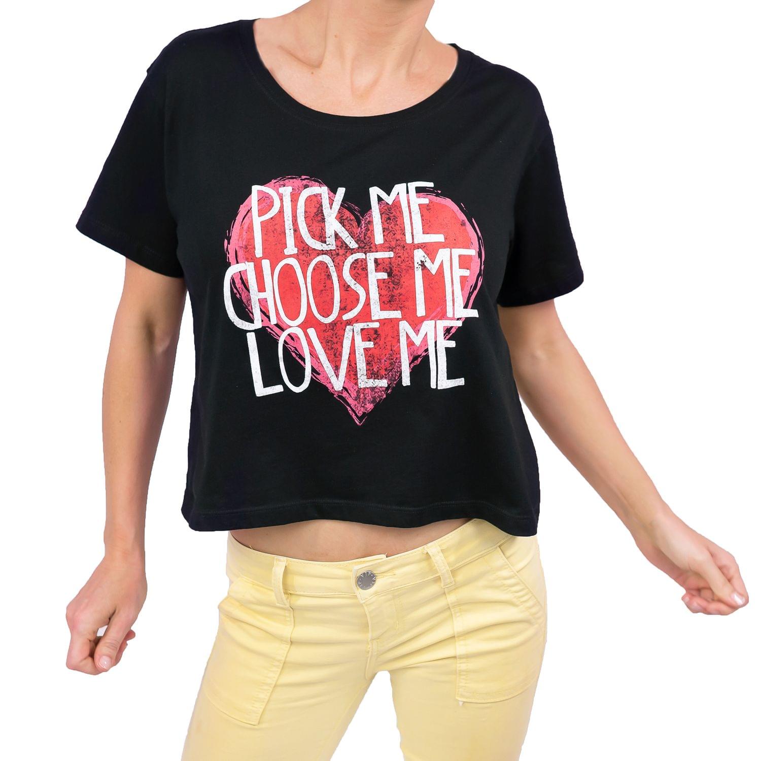 Greys Anatomy Pick Me Women's Black Crop Top - Small