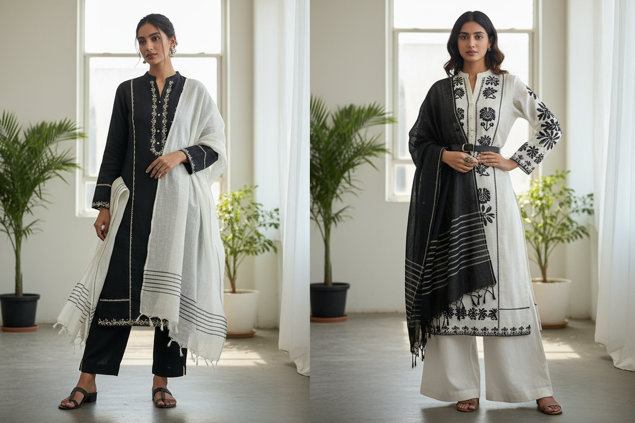Building a Versatile and Sustainable Ethnic Wardrobe: Tips for Styling Kurta Sets and Timeless Black & White Fashion