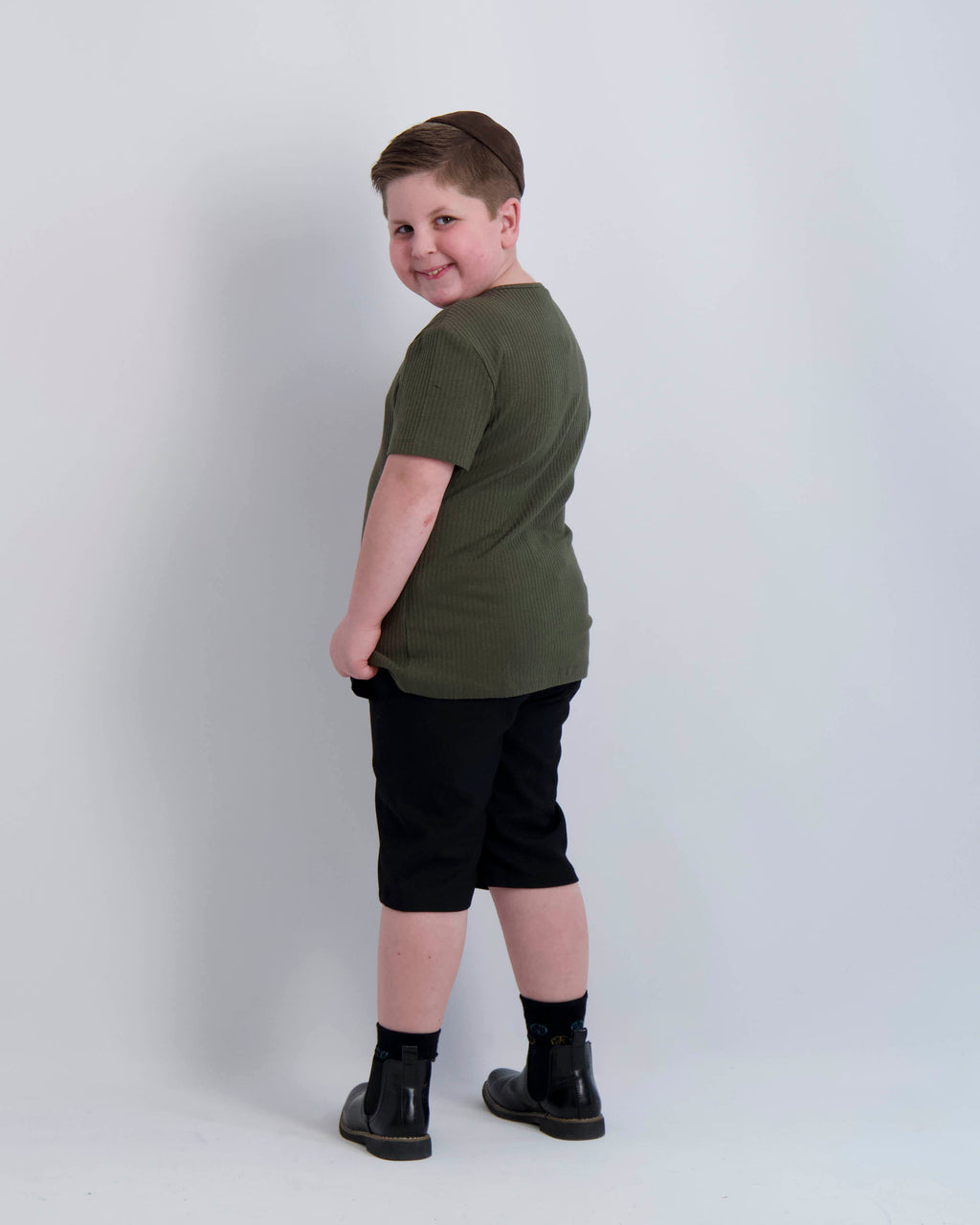 Forest Ribbed Button Top